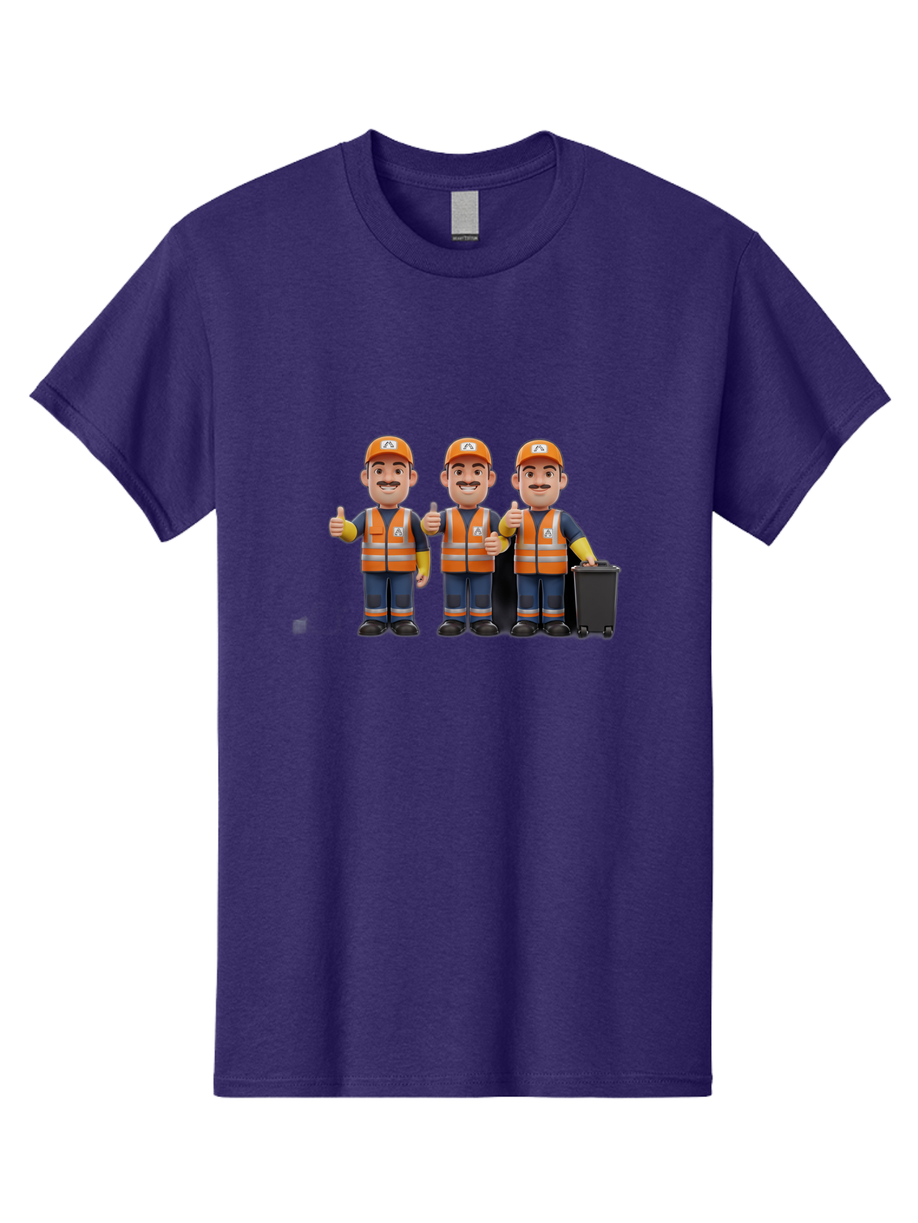 Waste-Management-Workers Men'S Graphic Tee, 100% Cotton, Comfortable Casual Summer Wear, Machine Washable, 3D Illustration, Waste Management Workers, Thumbs Up, Orange Safety Vests, Black Trash Bin, Customer Satisfaction, Bad908 10