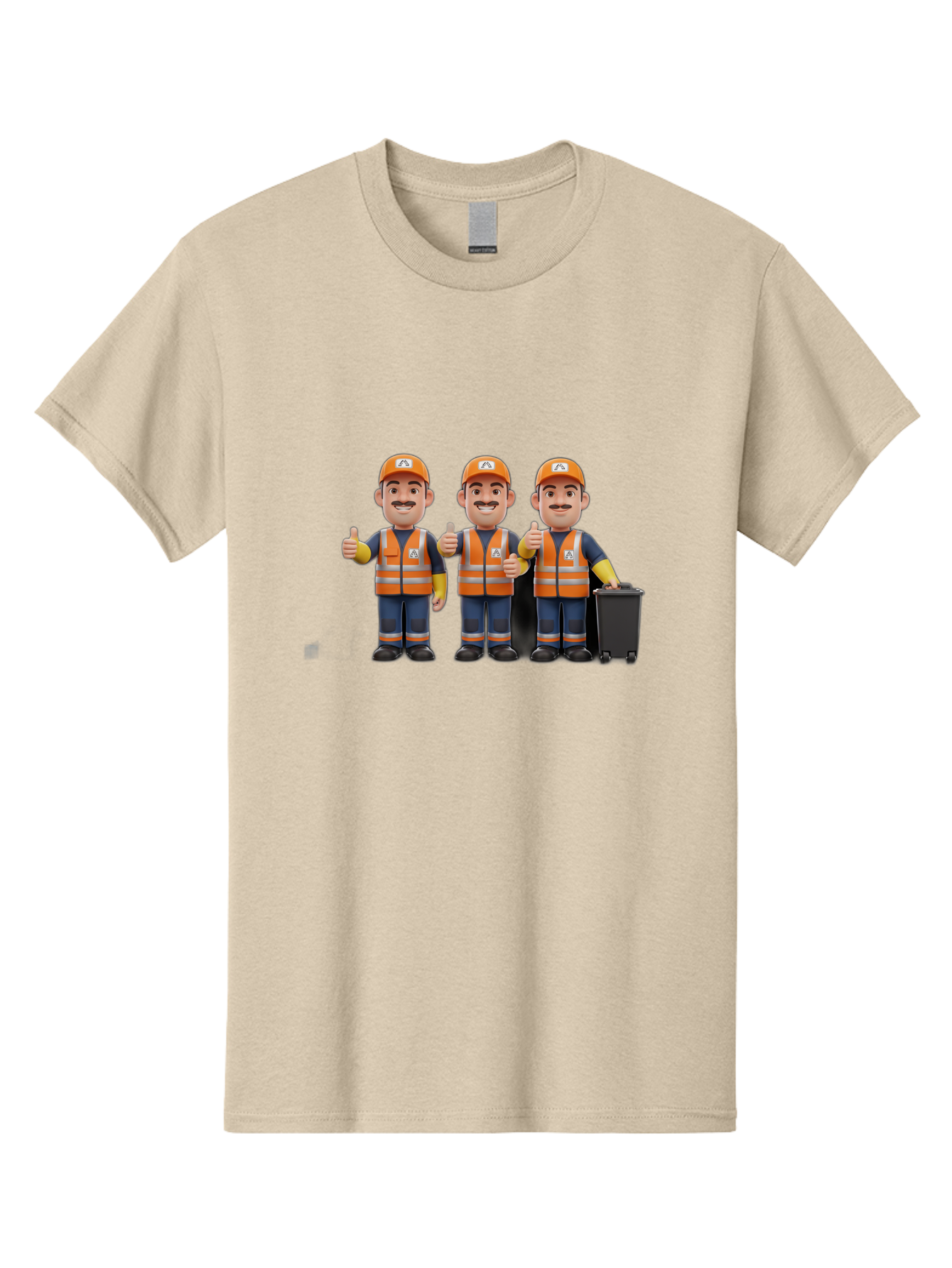 Waste-Management-Workers Men'S Graphic Tee, 100% Cotton, Comfortable Casual Summer Wear, Machine Washable, 3D Illustration, Waste Management Workers, Thumbs Up, Orange Safety Vests, Black Trash Bin, Customer Satisfaction, Bad908 7
