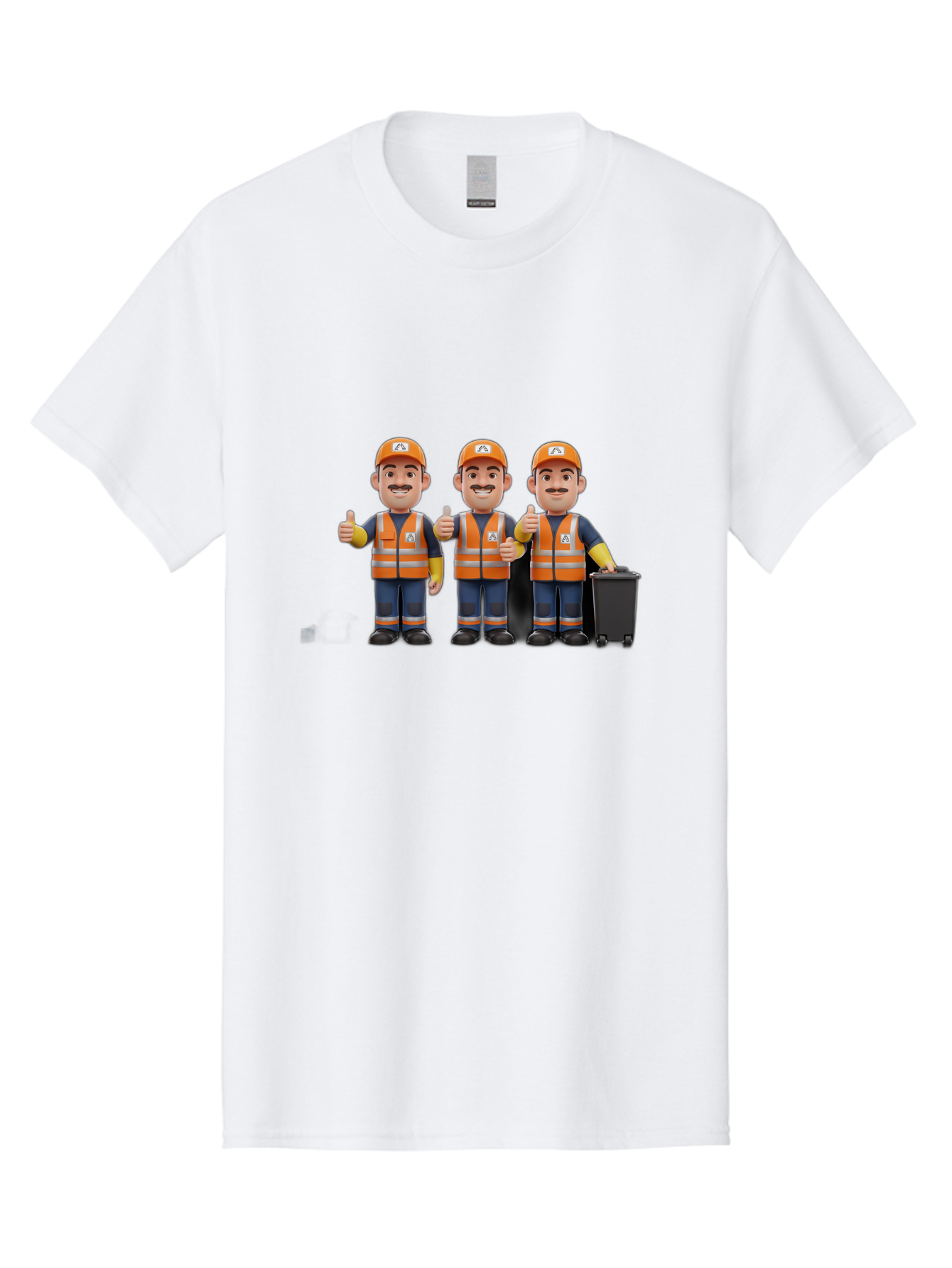 Waste-Management-Workers Men'S Graphic Tee, 100% Cotton, Comfortable Casual Summer Wear, Machine Washable, 3D Illustration, Waste Management Workers, Thumbs Up, Orange Safety Vests, Black Trash Bin, Customer Satisfaction, Bad908 9