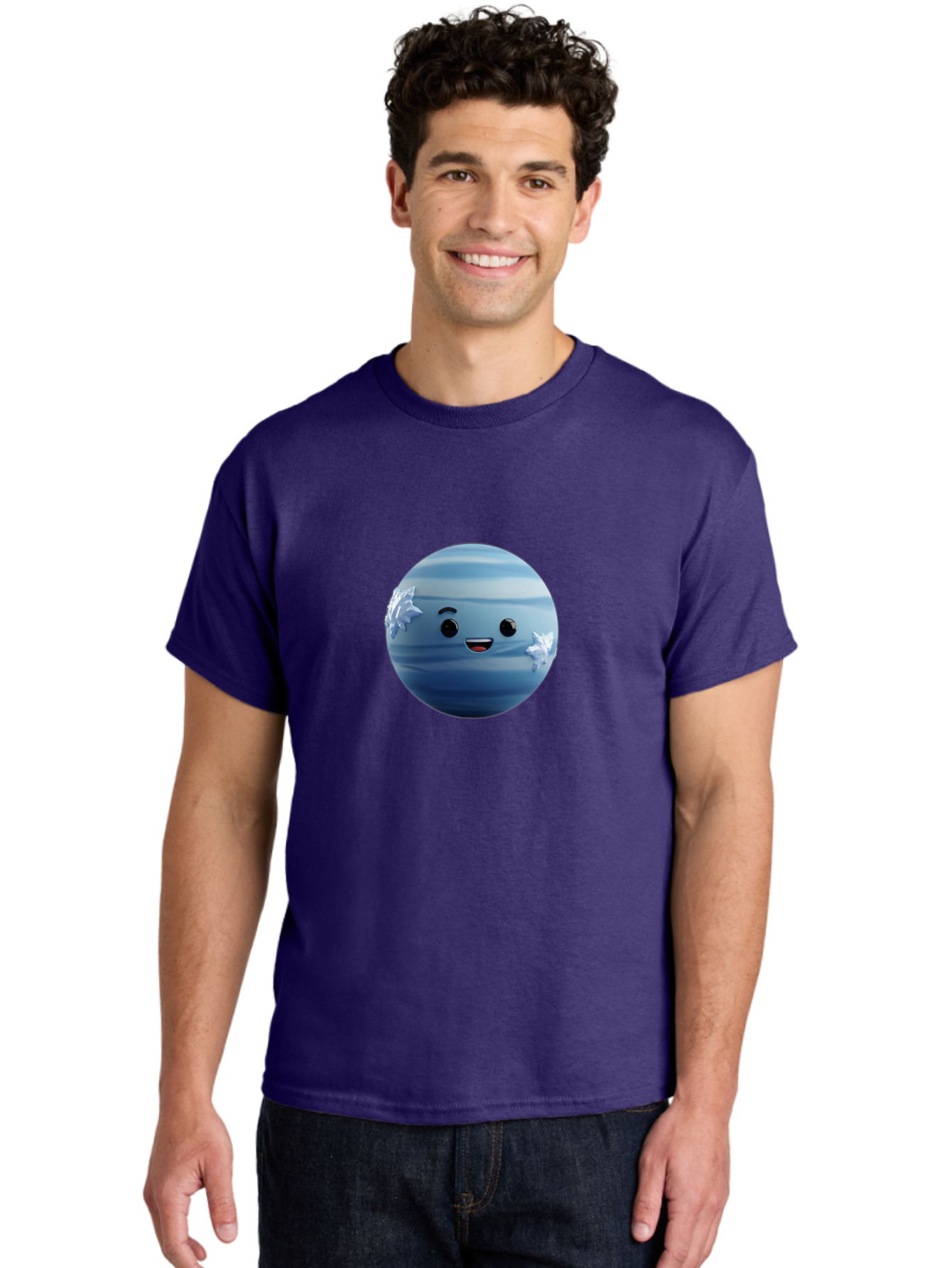 Water-Emoji Men'S Graphic Tee, 100% Cotton, Comfortable Casual Summer Wear, Machine Washable, Blue Water Droplet, Smiling Face, Cartoon Character, Cute Emoji, Playful Design, Fun Illustration, Smiling Water, Water Symbol Bad909 25