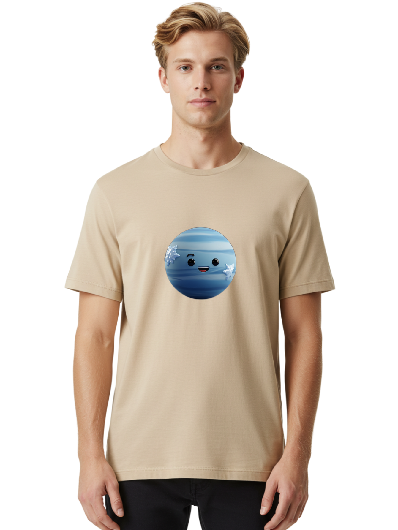 Water-Emoji Men'S Graphic Tee, 100% Cotton, Comfortable Casual Summer Wear, Machine Washable, Blue Water Droplet, Smiling Face, Cartoon Character, Cute Emoji, Playful Design, Fun Illustration, Smiling Water, Water Symbol Bad909 23