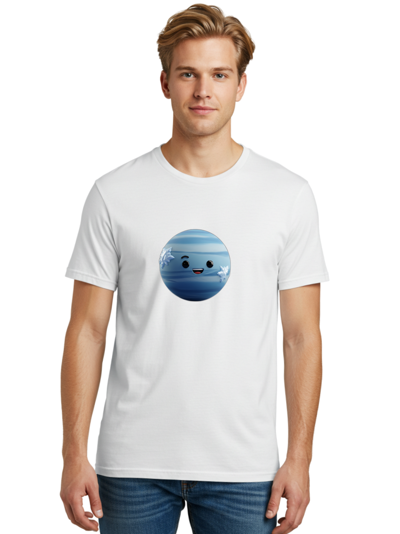 Water-Emoji Men'S Graphic Tee, 100% Cotton, Comfortable Casual Summer Wear, Machine Washable, Blue Water Droplet, Smiling Face, Cartoon Character, Cute Emoji, Playful Design, Fun Illustration, Smiling Water, Water Symbol Bad909 16