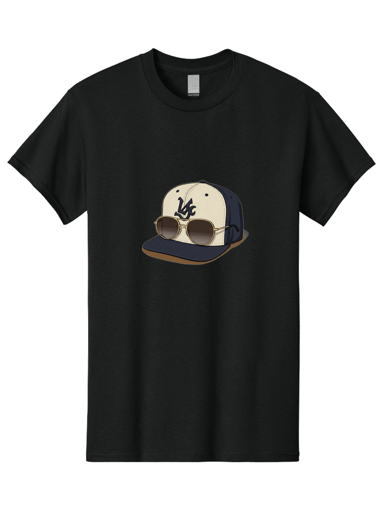 Wfc-Baseball-Cap Men'S Graphic Tee, 100% Cotton, Comfortable Casual Summer Wear, Machine Washable, Baseball Cap, Sunglasses, Gold Frames, Dark Lenses, Navy Blue, White Cap, Vc Logo, Stylish Accessories, Trendy Fashion, Casual Wear Bad911 12
