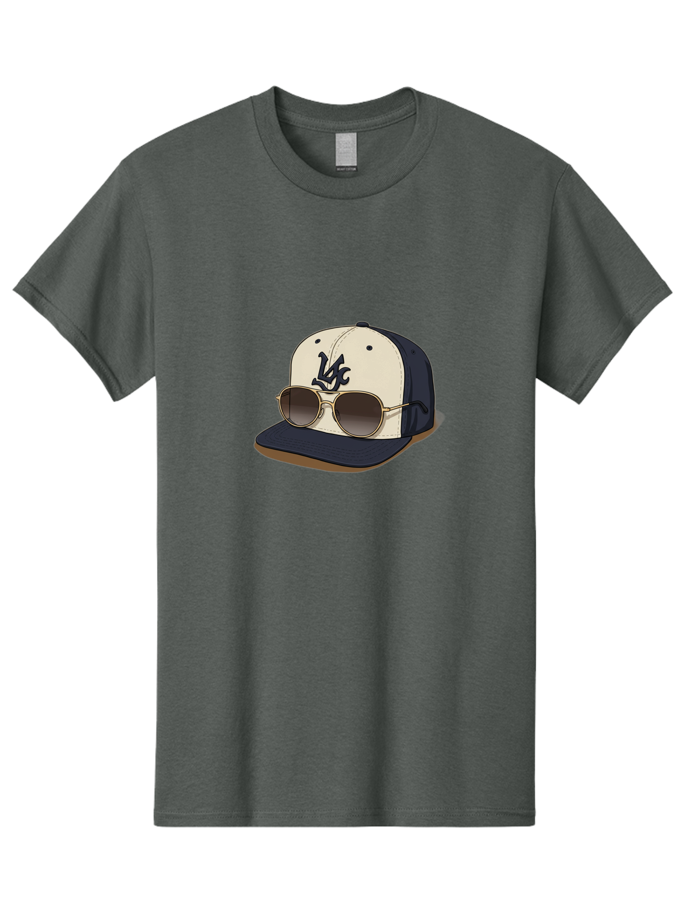 Wfc-Baseball-Cap Men'S Graphic Tee, 100% Cotton, Comfortable Casual Summer Wear, Machine Washable, Baseball Cap, Sunglasses, Gold Frames, Dark Lenses, Navy Blue, White Cap, Vc Logo, Stylish Accessories, Trendy Fashion, Casual Wear Bad911 9