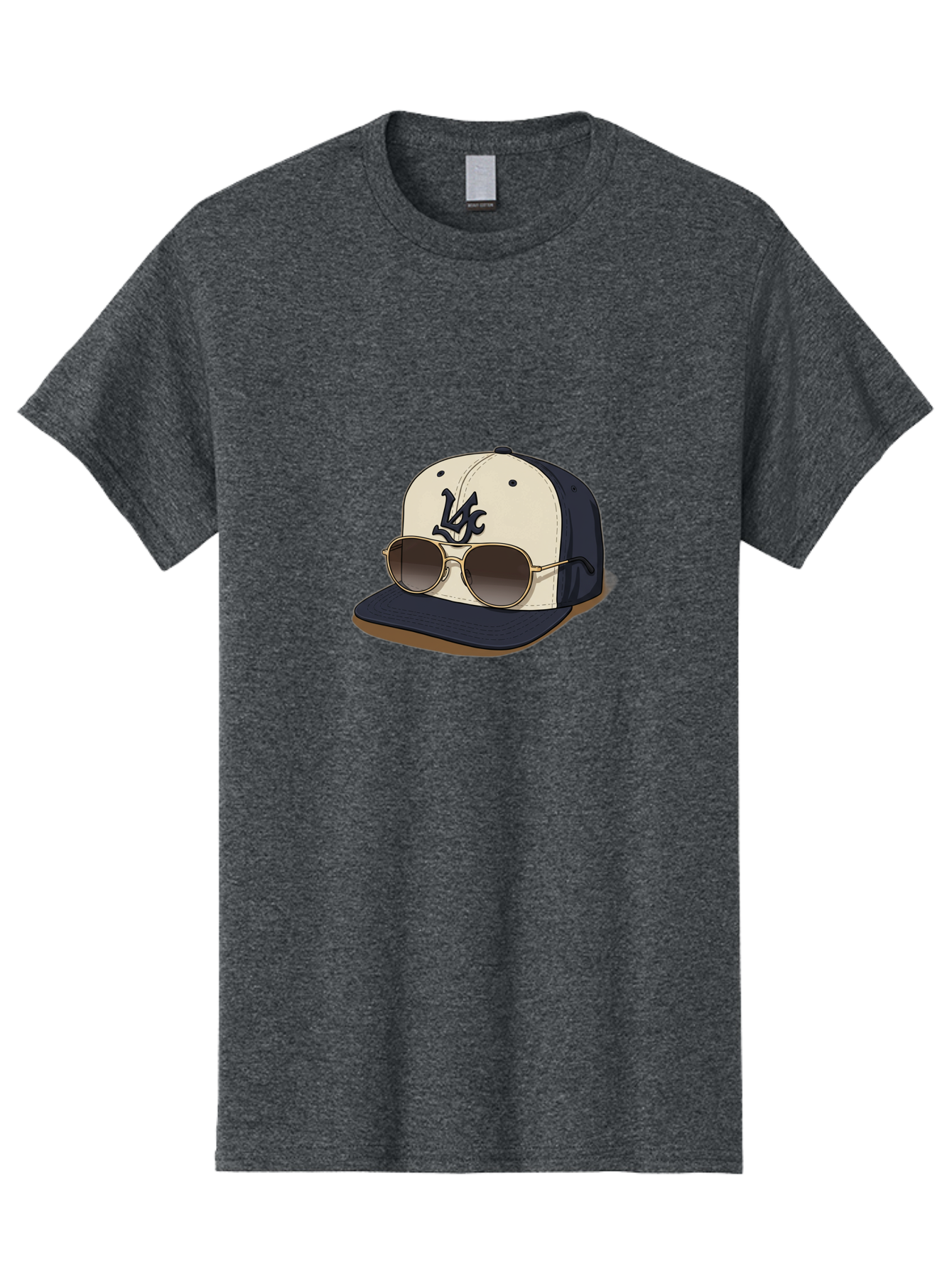 Wfc-Baseball-Cap Men'S Graphic Tee, 100% Cotton, Comfortable Casual Summer Wear, Machine Washable, Baseball Cap, Sunglasses, Gold Frames, Dark Lenses, Navy Blue, White Cap, Vc Logo, Stylish Accessories, Trendy Fashion, Casual Wear Bad911 13