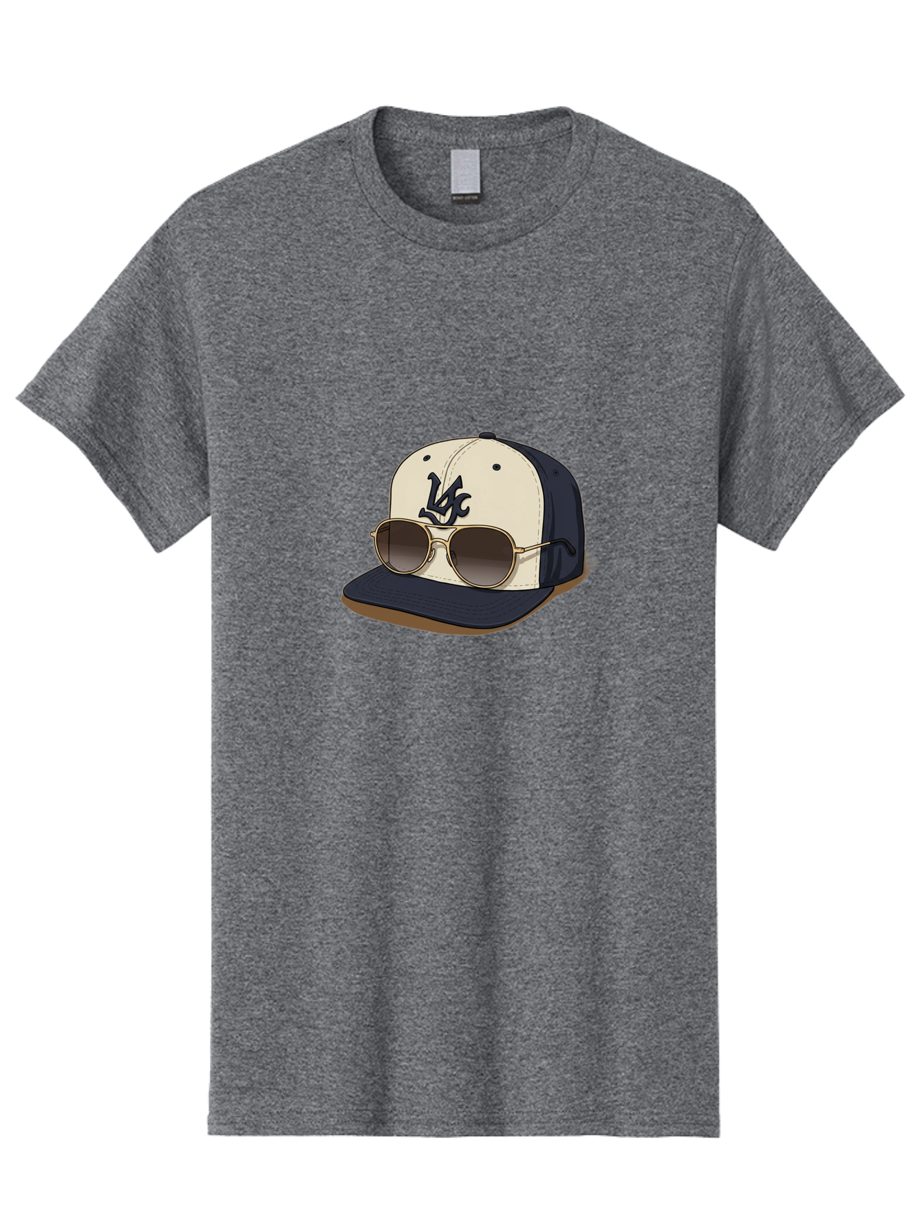 Wfc-Baseball-Cap Men'S Graphic Tee, 100% Cotton, Comfortable Casual Summer Wear, Machine Washable, Baseball Cap, Sunglasses, Gold Frames, Dark Lenses, Navy Blue, White Cap, Vc Logo, Stylish Accessories, Trendy Fashion, Casual Wear Bad911 4