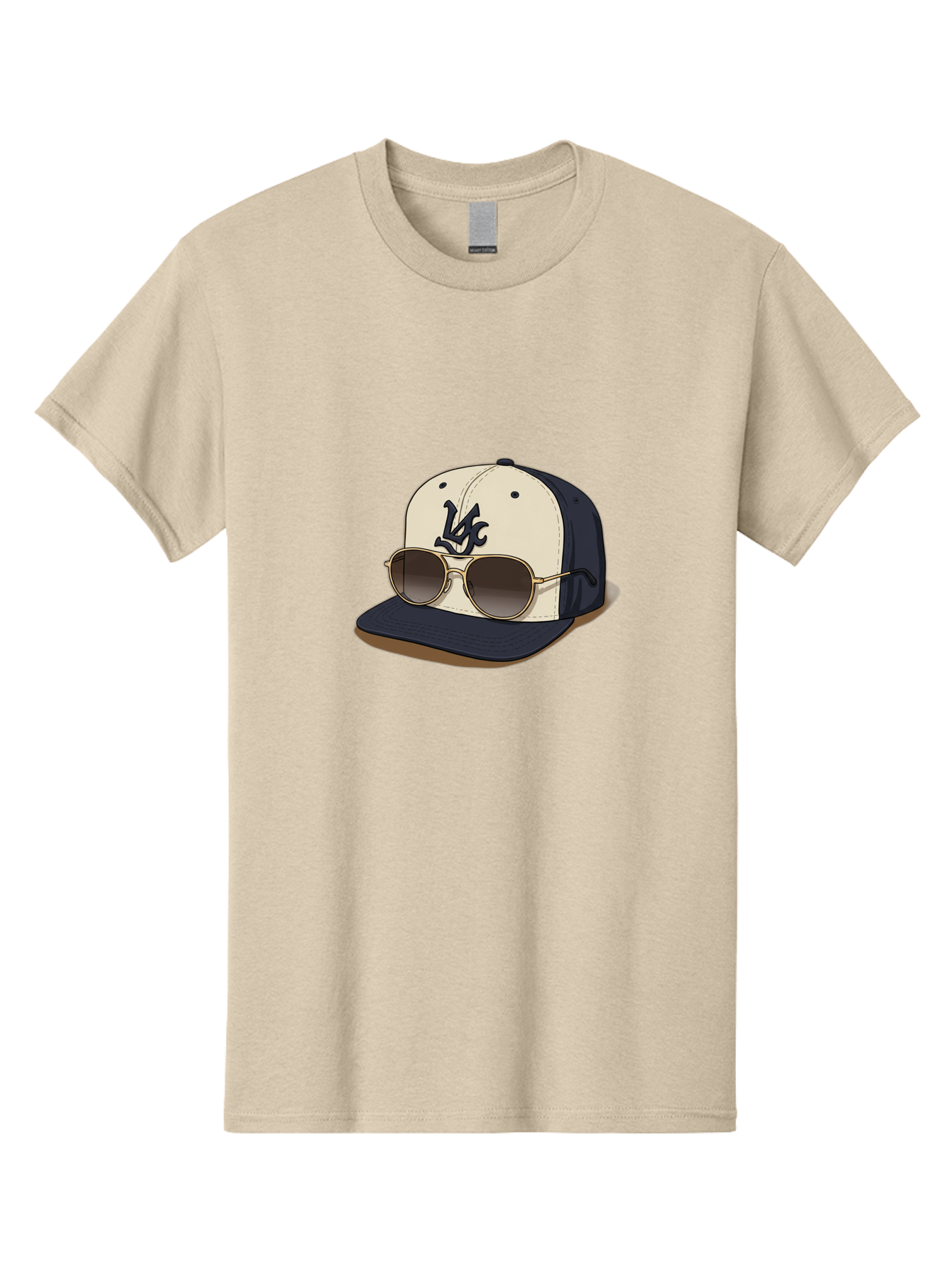 Wfc-Baseball-Cap Men'S Graphic Tee, 100% Cotton, Comfortable Casual Summer Wear, Machine Washable, Baseball Cap, Sunglasses, Gold Frames, Dark Lenses, Navy Blue, White Cap, Vc Logo, Stylish Accessories, Trendy Fashion, Casual Wear Bad911 8