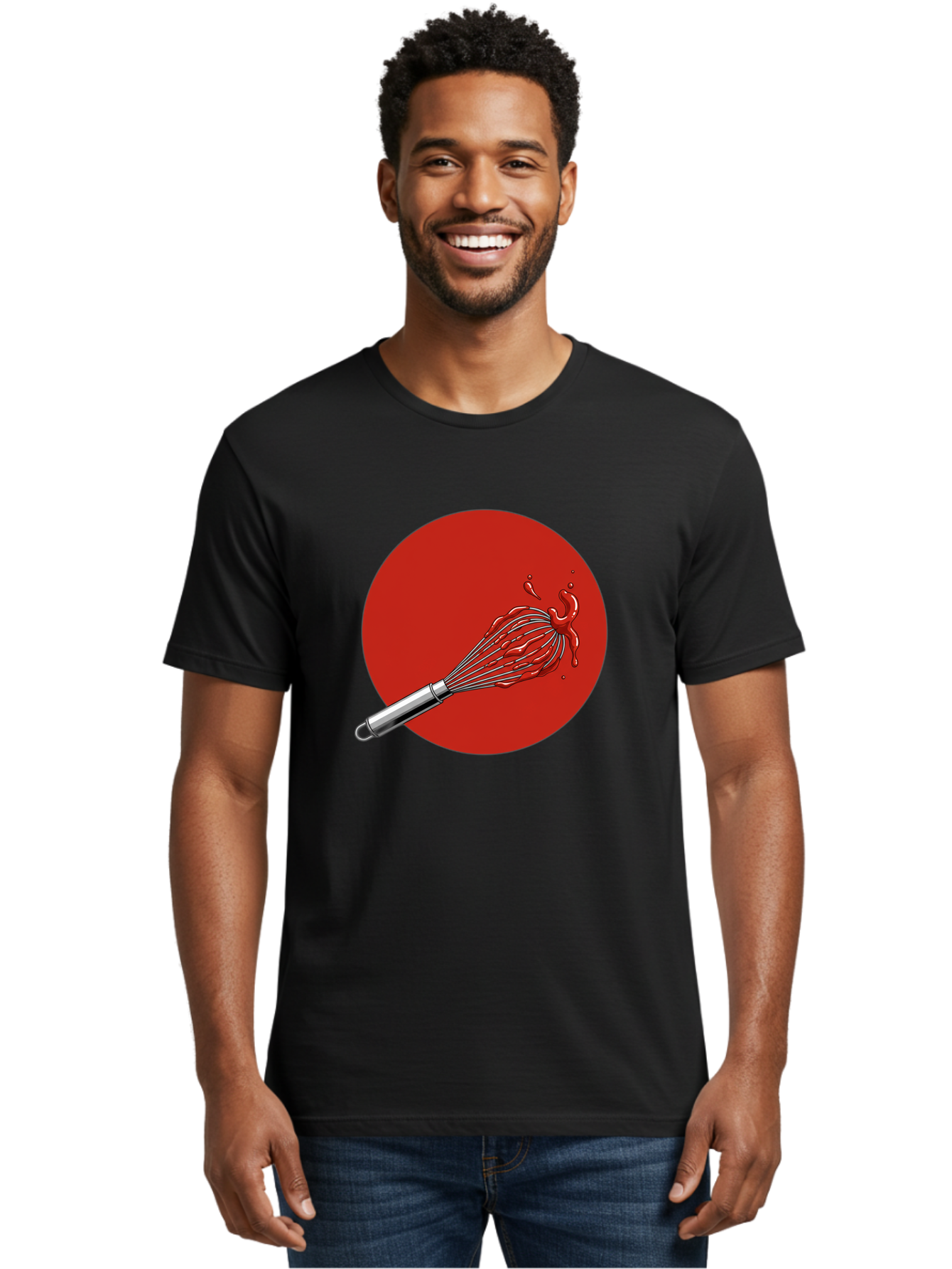 Whisk Men'S Graphic Tee, 100% Cotton, Comfortable Casual Summer Wear, Machine Washable, Kitchen Utensil, Silver Whisk, Cooking Tool, Red Sauce Splatter, Splattered Liquid, Messy Kitchen, Culinary Art Bad913 27