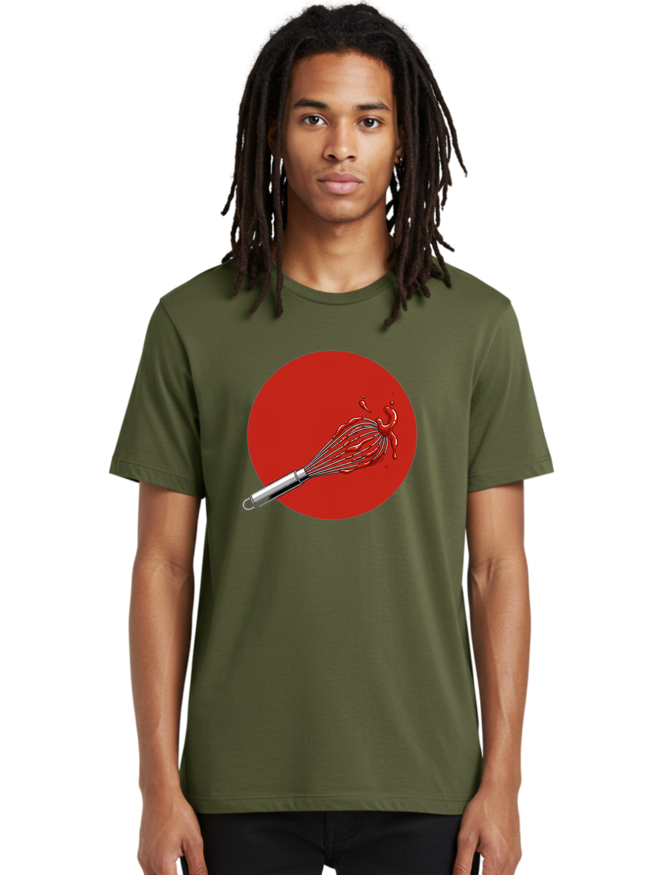 Whisk Men'S Graphic Tee, 100% Cotton, Comfortable Casual Summer Wear, Machine Washable, Kitchen Utensil, Silver Whisk, Cooking Tool, Red Sauce Splatter, Splattered Liquid, Messy Kitchen, Culinary Art Bad913 23