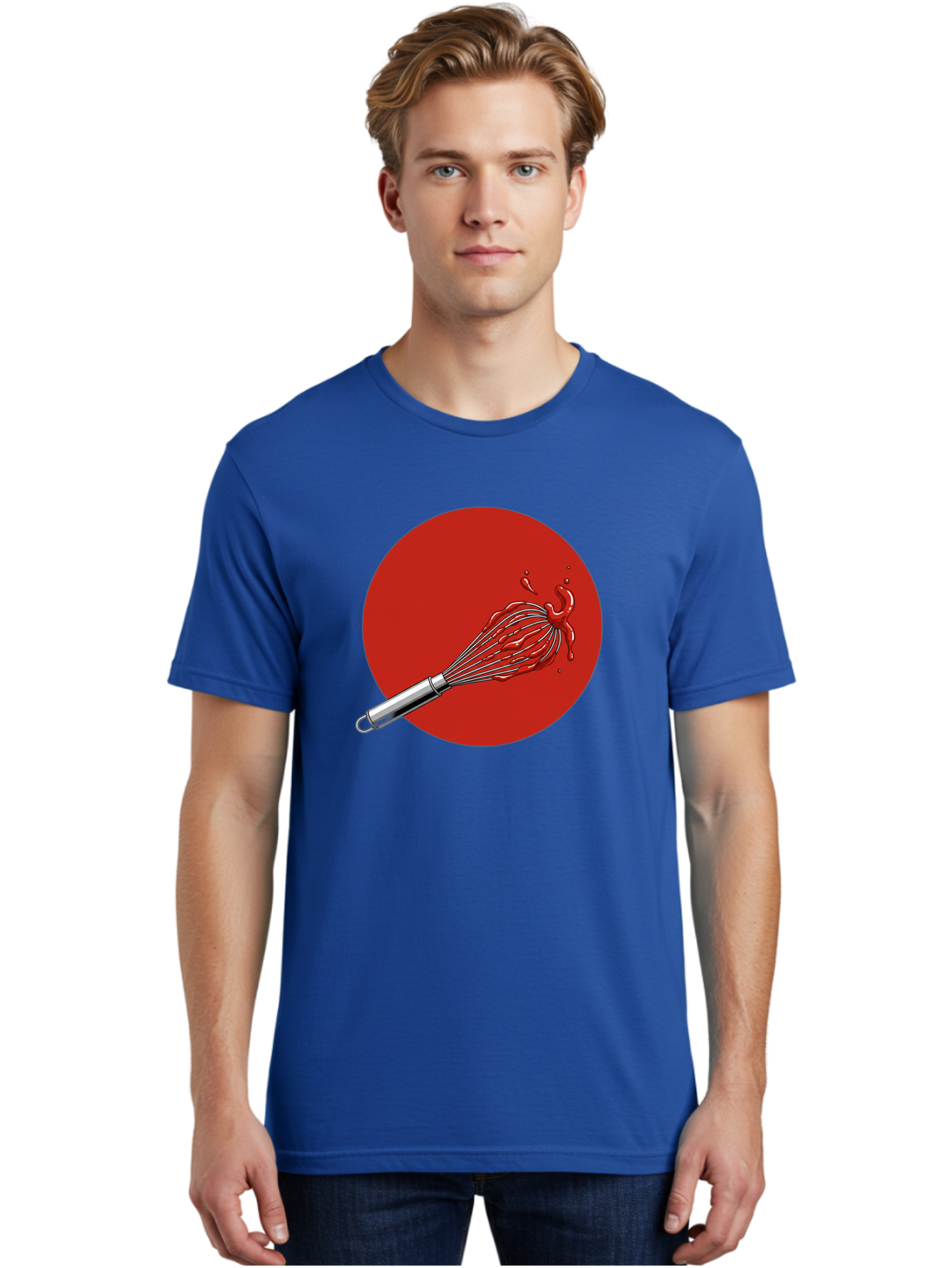 Whisk Men'S Graphic Tee, 100% Cotton, Comfortable Casual Summer Wear, Machine Washable, Kitchen Utensil, Silver Whisk, Cooking Tool, Red Sauce Splatter, Splattered Liquid, Messy Kitchen, Culinary Art Bad913 20
