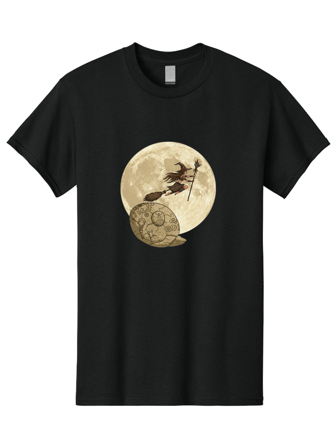 Witch-Flying-On-Broomstick-2 Men'S Graphic Tee, 100% Cotton, Comfortable Casual Summer Wear, Machine Washable, Witch Flying On Broomstick, Full Moon, Mystical Symbols, Lunar Magic, Fantasy Art, Halloween Theme, Mystical Creatures, Bad921 2