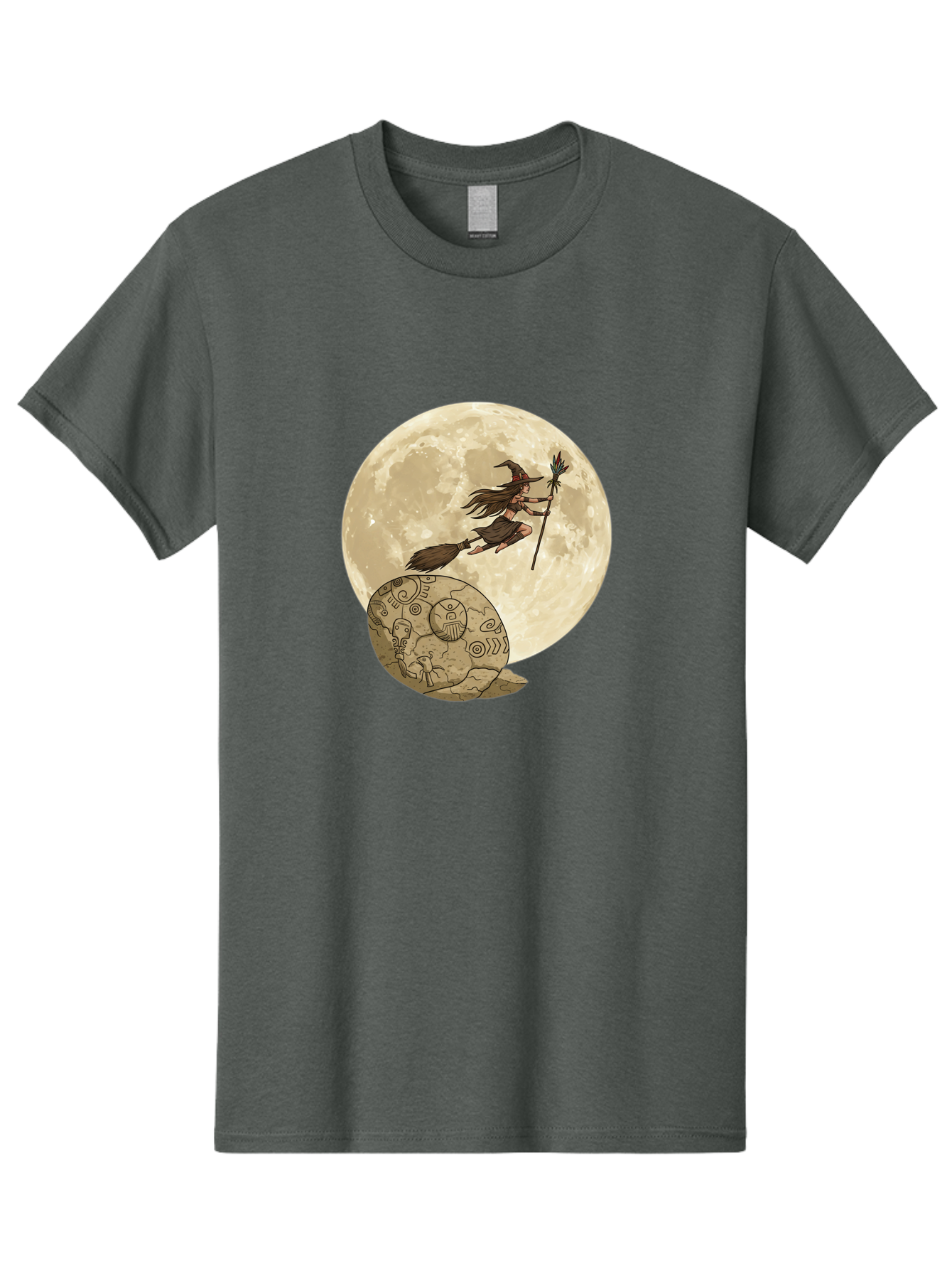 Witch-Flying-On-Broomstick-2 Men'S Graphic Tee, 100% Cotton, Comfortable Casual Summer Wear, Machine Washable, Witch Flying On Broomstick, Full Moon, Mystical Symbols, Lunar Magic, Fantasy Art, Halloween Theme, Mystical Creatures, Bad921 8
