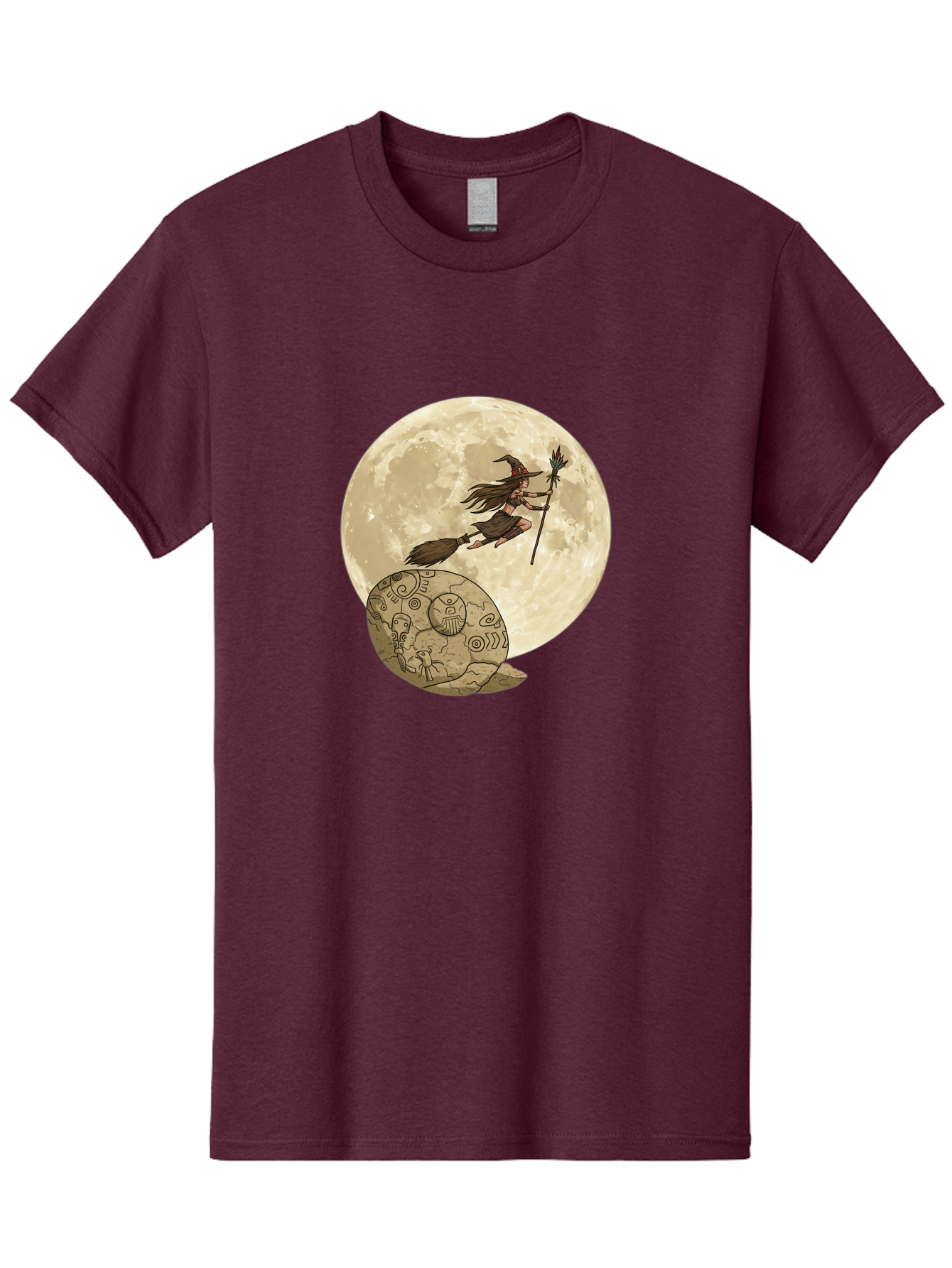 Witch-Flying-On-Broomstick-2 Men'S Graphic Tee, 100% Cotton, Comfortable Casual Summer Wear, Machine Washable, Witch Flying On Broomstick, Full Moon, Mystical Symbols, Lunar Magic, Fantasy Art, Halloween Theme, Mystical Creatures, Bad921 15