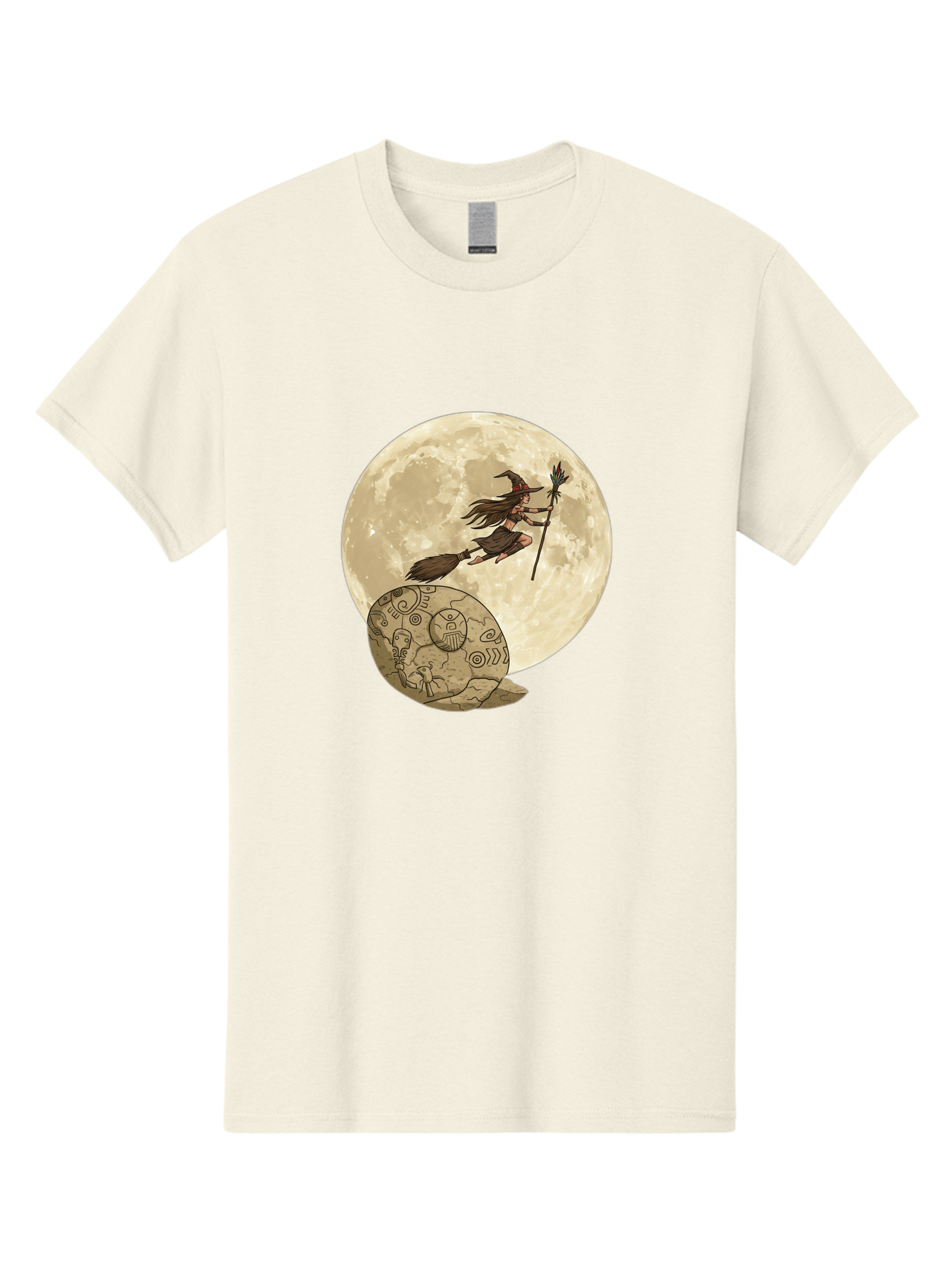 Witch-Flying-On-Broomstick-2 Men'S Graphic Tee, 100% Cotton, Comfortable Casual Summer Wear, Machine Washable, Witch Flying On Broomstick, Full Moon, Mystical Symbols, Lunar Magic, Fantasy Art, Halloween Theme, Mystical Creatures, Bad921 7