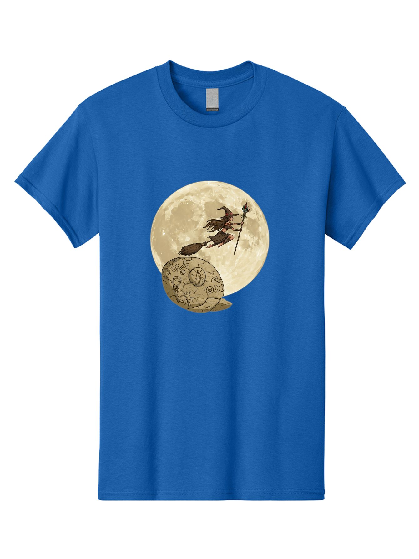 Witch-Flying-On-Broomstick-2 Men'S Graphic Tee, 100% Cotton, Comfortable Casual Summer Wear, Machine Washable, Witch Flying On Broomstick, Full Moon, Mystical Symbols, Lunar Magic, Fantasy Art, Halloween Theme, Mystical Creatures, Bad921 11