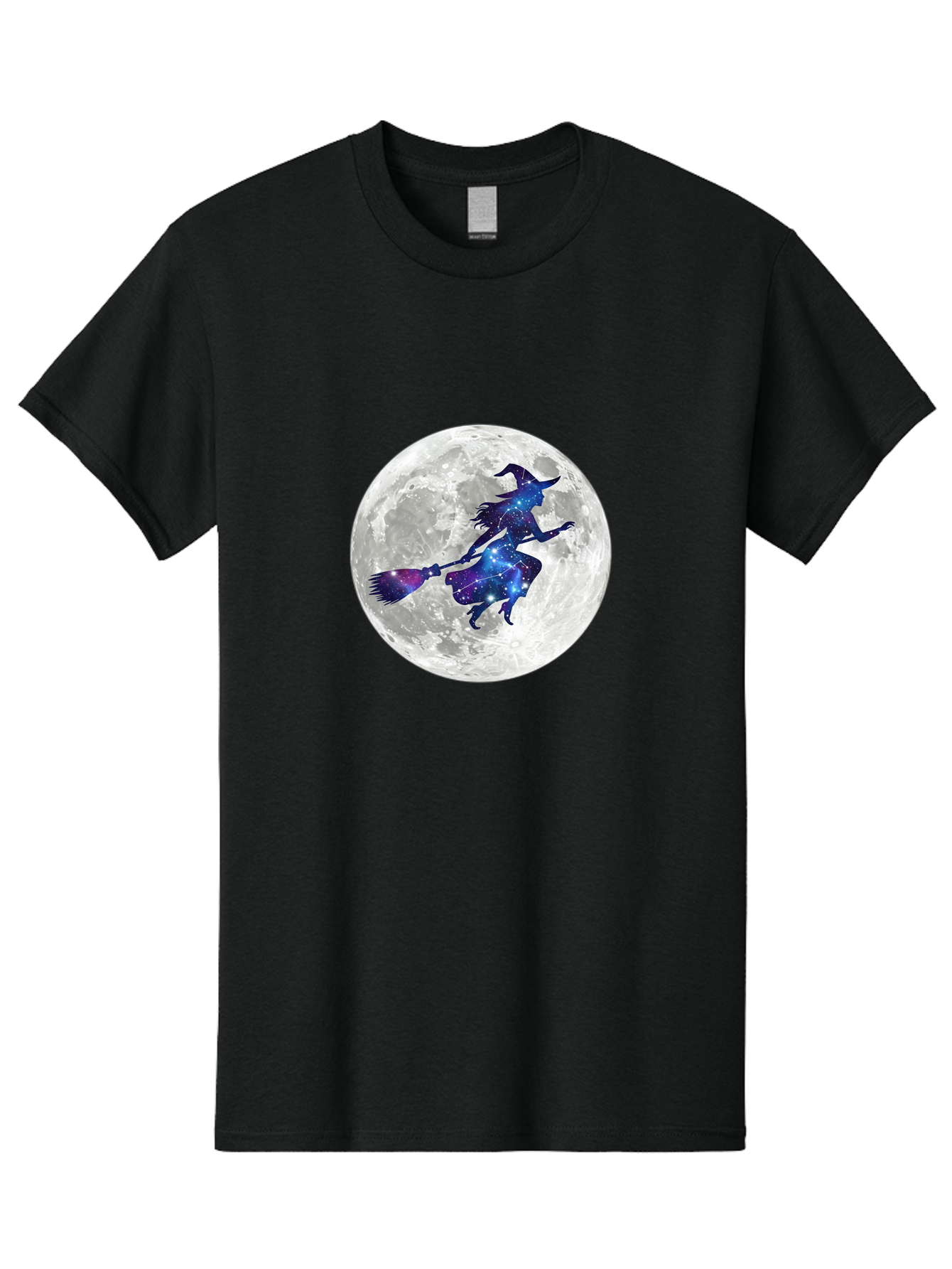 Witch-Flying-On-Broomstick-3 Men'S Graphic Tee, 100% Cotton, Comfortable Casual Summer Wear, Machine Washable, Witch Flying On Broomstick, Full Moon, Galaxy Silhouette, Mystical Magic, Celestial Wonder, Night Sky, Halloween Theme, Bad922 12