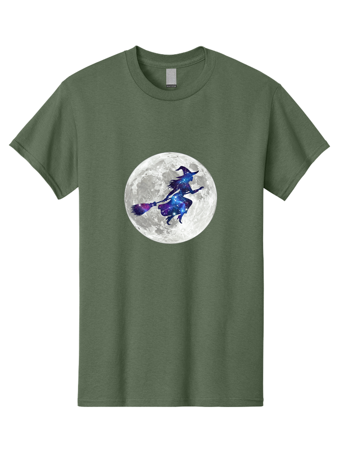 Witch-Flying-On-Broomstick-3 Men'S Graphic Tee, 100% Cotton, Comfortable Casual Summer Wear, Machine Washable, Witch Flying On Broomstick, Full Moon, Galaxy Silhouette, Mystical Magic, Celestial Wonder, Night Sky, Halloween Theme, Bad922 6