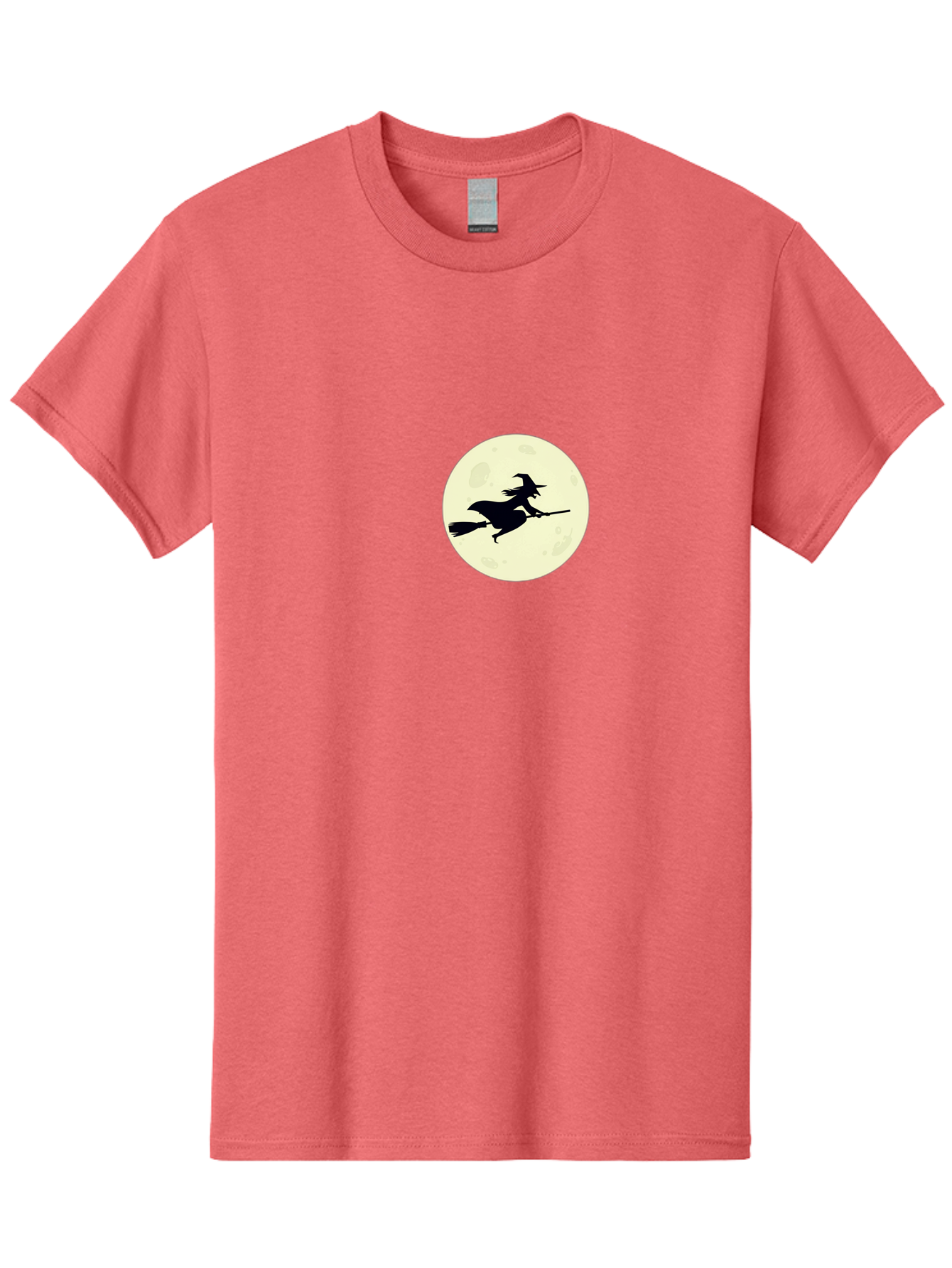 Witch-Flying-On-Moon Men'S Graphic Tee, 100% Cotton, Comfortable Casual Summer Wear, Machine Washable, Witch On Broomstick, Flying Witch, Halloween Symbol, Magic Spell, Mystical Night, Full Moon, Black Silhouette, Witchcraft, Bad924 9
