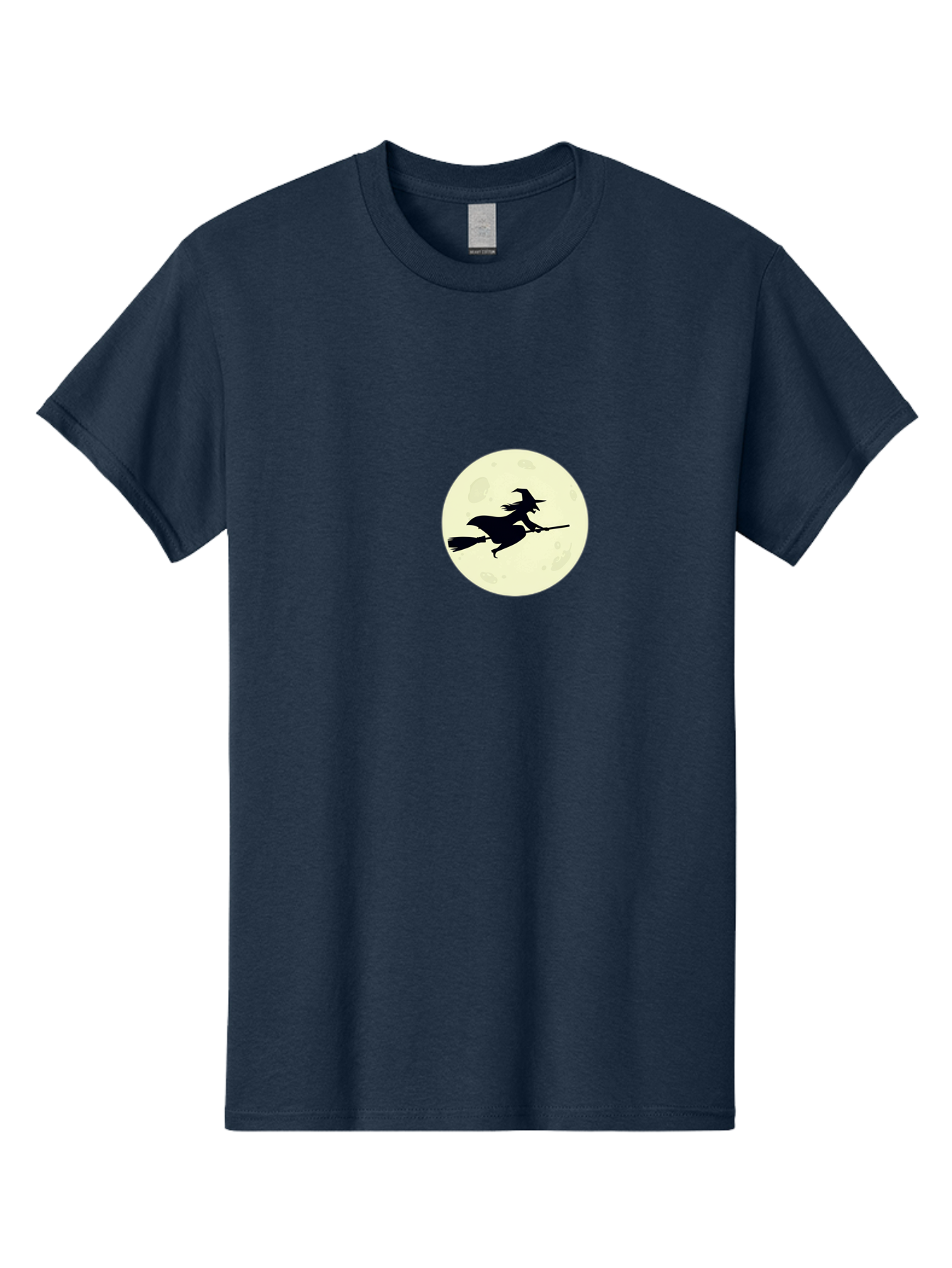 Witch-Flying-On-Moon Men'S Graphic Tee, 100% Cotton, Comfortable Casual Summer Wear, Machine Washable, Witch On Broomstick, Flying Witch, Halloween Symbol, Magic Spell, Mystical Night, Full Moon, Black Silhouette, Witchcraft, Bad924 3