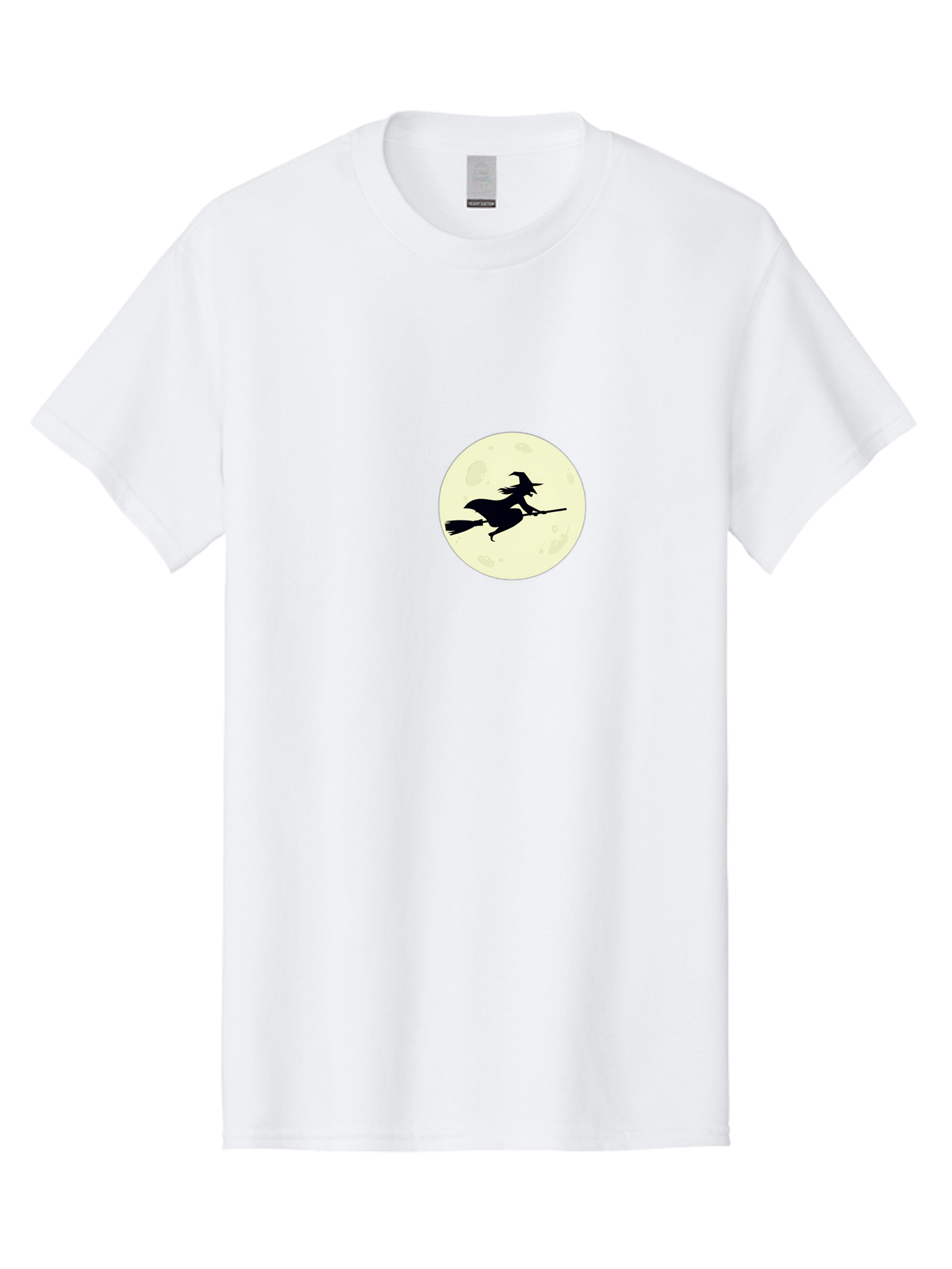 Witch-Flying-On-Moon Men'S Graphic Tee, 100% Cotton, Comfortable Casual Summer Wear, Machine Washable, Witch On Broomstick, Flying Witch, Halloween Symbol, Magic Spell, Mystical Night, Full Moon, Black Silhouette, Witchcraft, Bad924 8