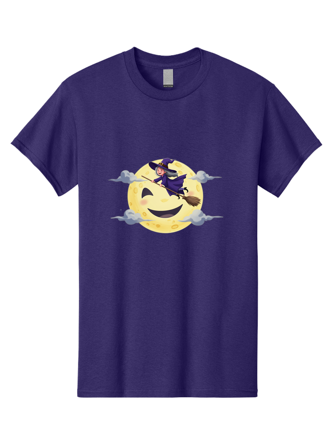 Witch-On-Broomstick-1 Men'S Graphic Tee, 100% Cotton, Comfortable Casual Summer Wear, Machine Washable, Witch Flying On Broomstick, Jack O'Lantern Moon, Halloween Scene, Cartoon Style, Smiling Moon, Spooky Atmosphere, Autumnal Theme, Bad925 10