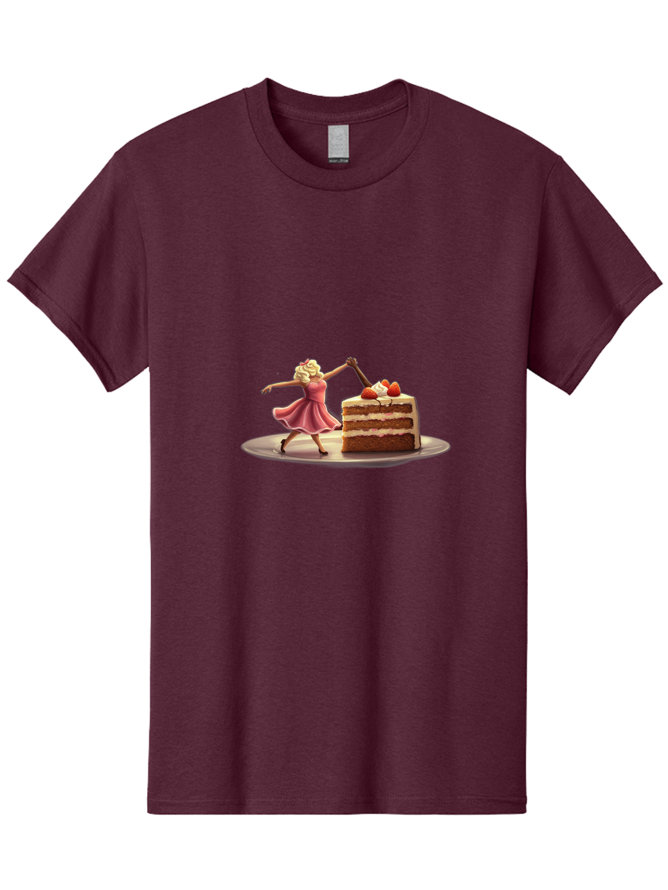Woman-And-Cake Men'S Graphic Tee, 100% Cotton, Comfortable Casual Summer Wear, Machine Washable, Woman Cutting Cake, Marilyn Monroe Lookalike, Pink Dress, Blonde Hair, Cake With Strawberries, Sweet Treats, Dessert, Celebration Bad927 8