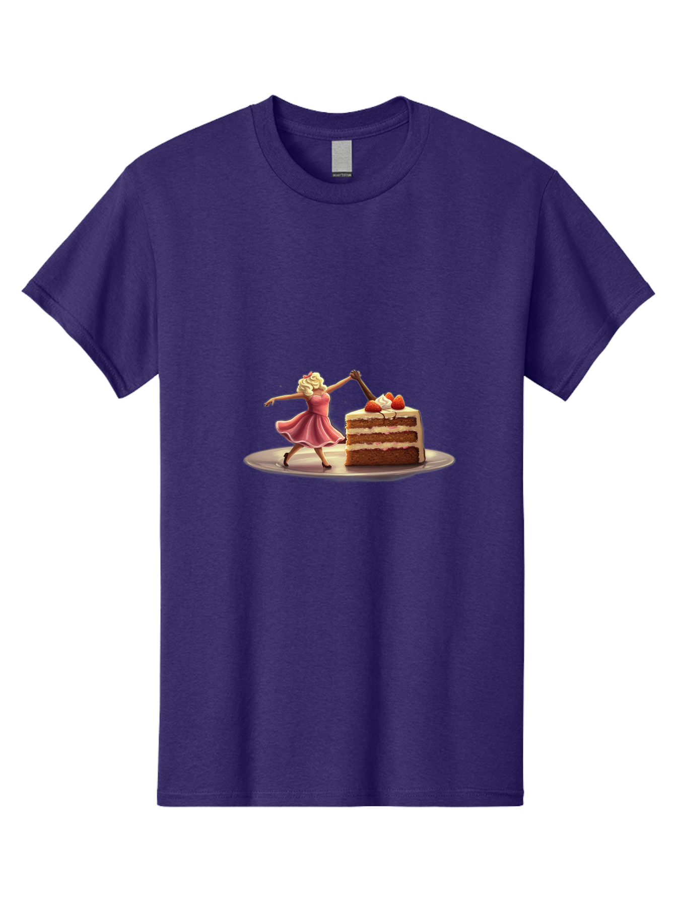 Woman-And-Cake Men'S Graphic Tee, 100% Cotton, Comfortable Casual Summer Wear, Machine Washable, Woman Cutting Cake, Marilyn Monroe Lookalike, Pink Dress, Blonde Hair, Cake With Strawberries, Sweet Treats, Dessert, Celebration Bad927 13