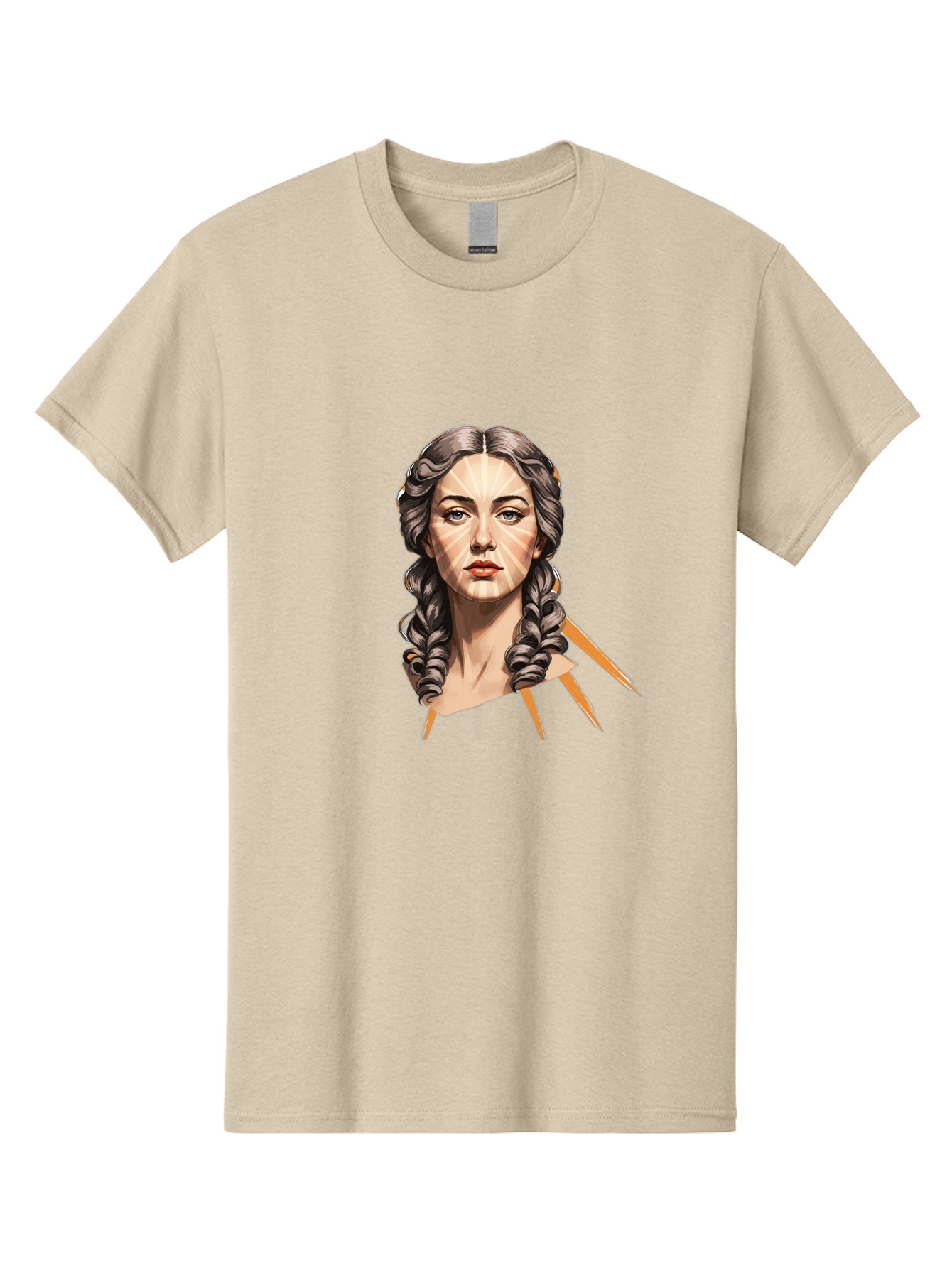 Woman-With-Braids Men'S Graphic Tee, 100% Cotton, Comfortable Casual Summer Wear, Machine Washable, Illustration Of A Woman, Braided Hair, Geometric Lines, Face Mapping, Digital Art, Modern Illustration, Creative Portrait, Artistic Expression Bad931 11