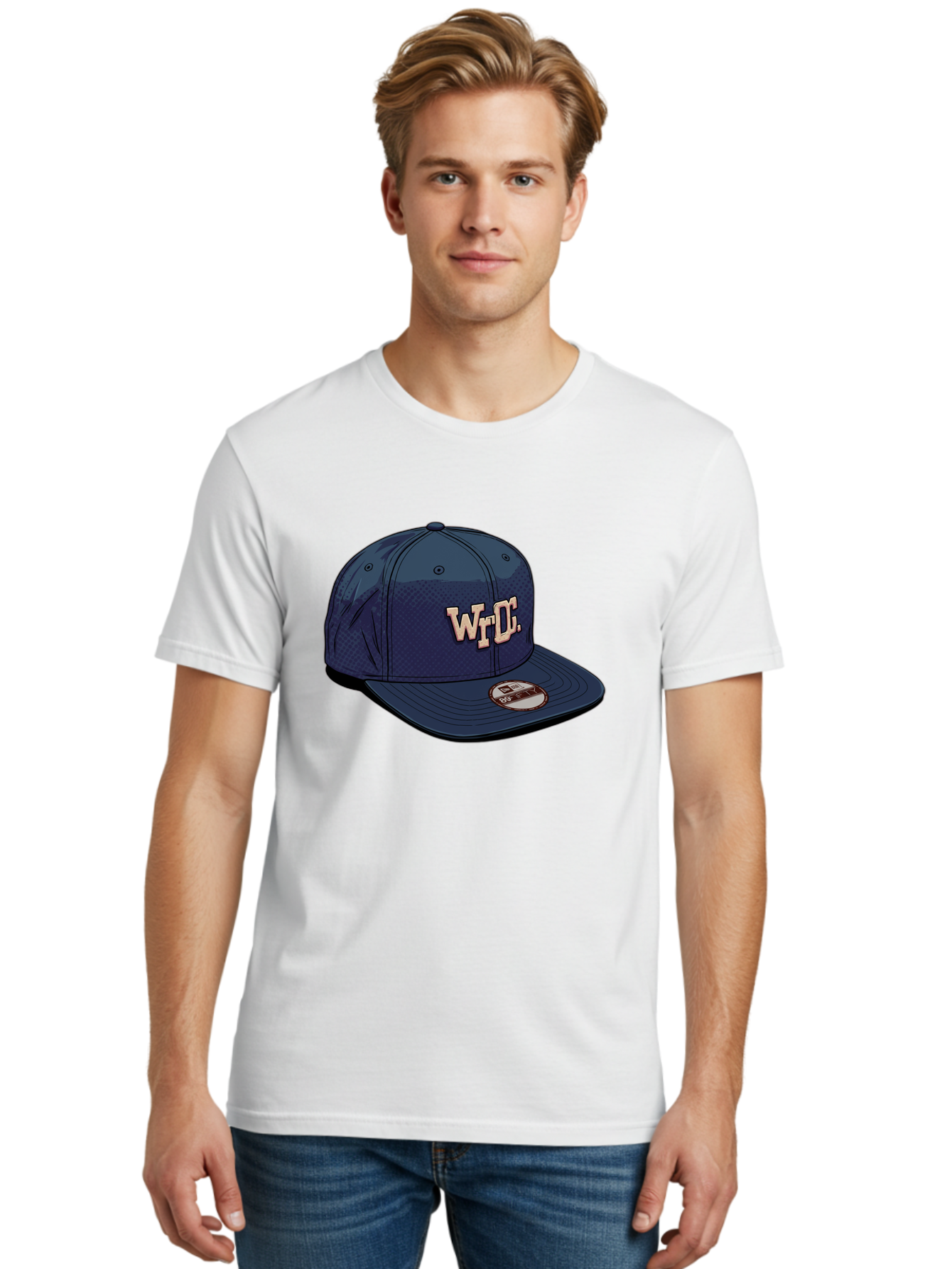Wrdc-Baseball-Cap Men'S Graphic Tee, 100% Cotton, Comfortable Casual Summer Wear, Machine Washable, Navy Blue Baseball Cap, Trendy Hat, Streetwear Fashion, Wrdc Logo, New Era 59Fifty, Sports Apparel, Logo Design, Fashion Accessory Bad934 26