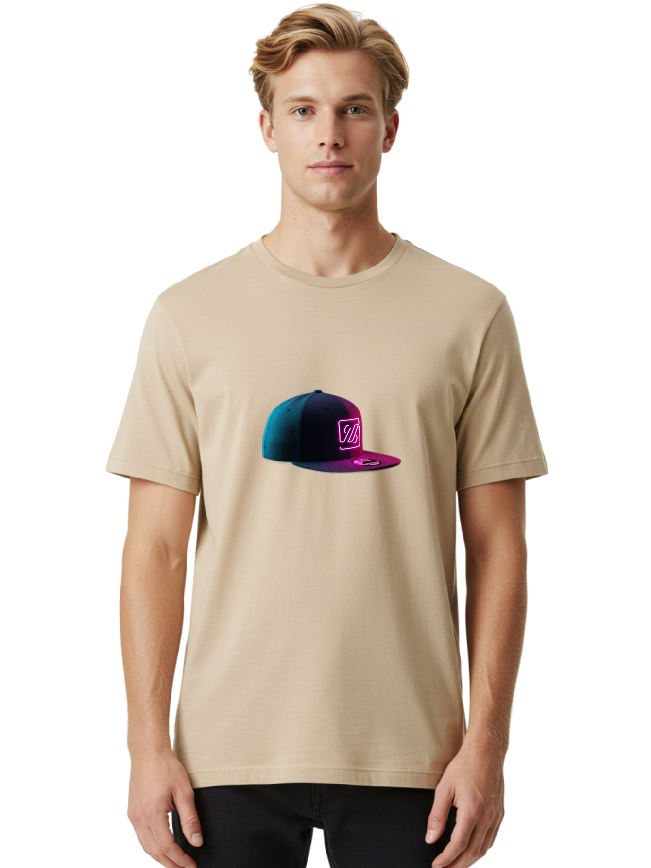 Yd-Logo-Cap Men'S Graphic Tee, 100% Cotton, Comfortable Casual Summer Wear, Machine Washable, Black Baseball Cap, Snapback Hat, Neon Pink Logo, Zild Branding, Streetwear Fashion, Trendy Accessories, Bold Design, Modern Style, Edgy Look Bad936 30