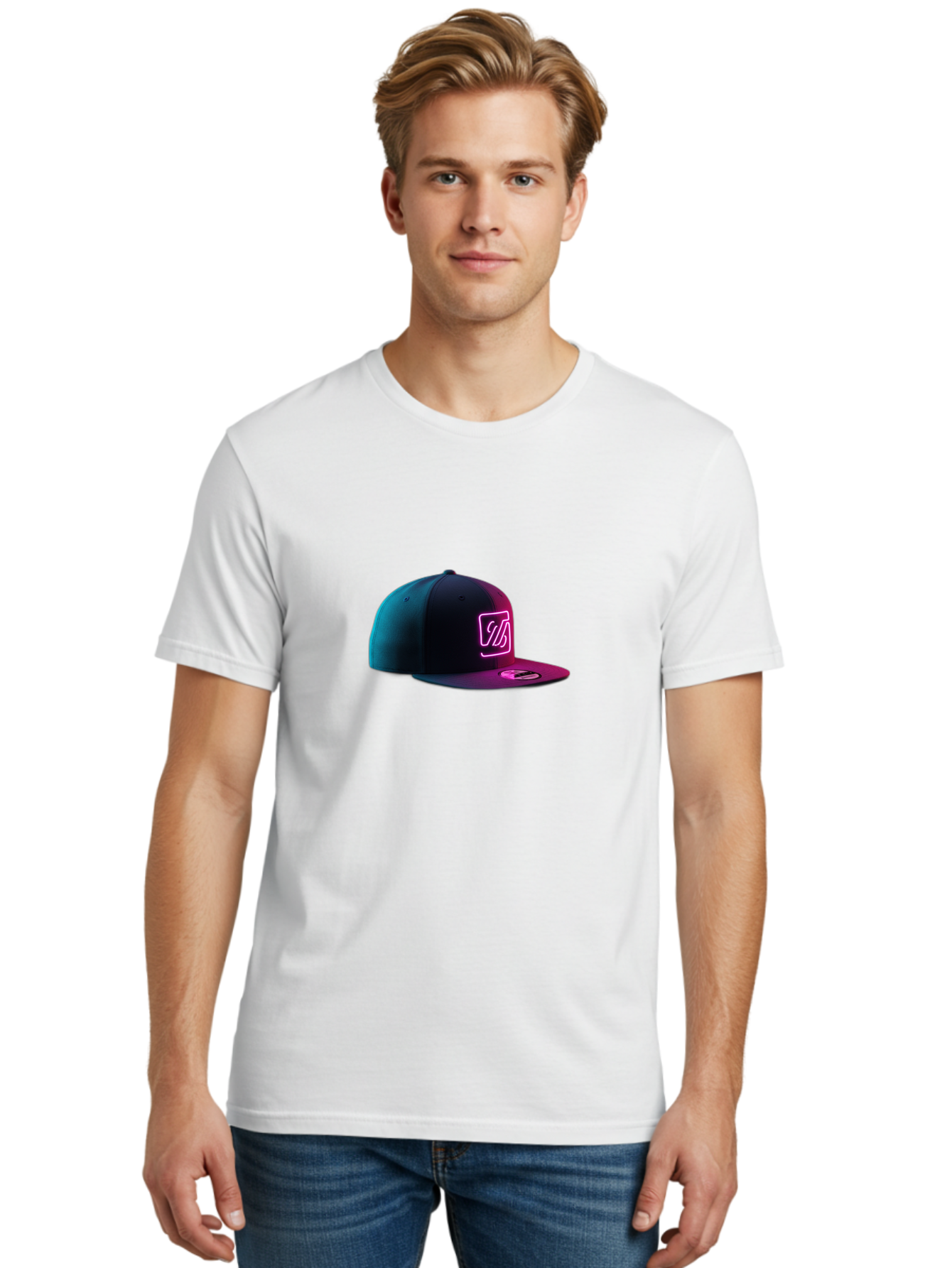 Yd-Logo-Cap Men'S Graphic Tee, 100% Cotton, Comfortable Casual Summer Wear, Machine Washable, Black Baseball Cap, Snapback Hat, Neon Pink Logo, Zild Branding, Streetwear Fashion, Trendy Accessories, Bold Design, Modern Style, Edgy Look Bad936 18