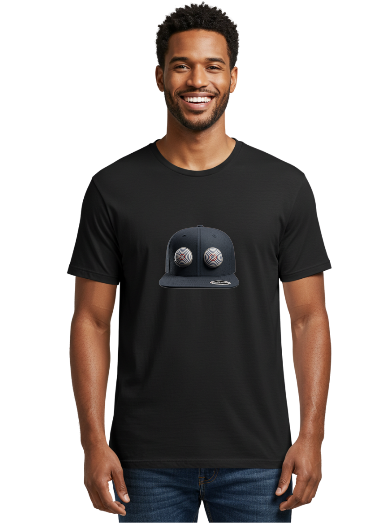 Yeezy-Gap-Cap Men'S Graphic Tee, 100% Cotton, Comfortable Casual Summer Wear, Machine Washable, Black Baseball Cap, Silver Spiral Designs, Eye-Catching Details, Sleek Hat Design, Fashion Accessory, Urban Style, Modern Headwear, Black Cap, Bad937 20