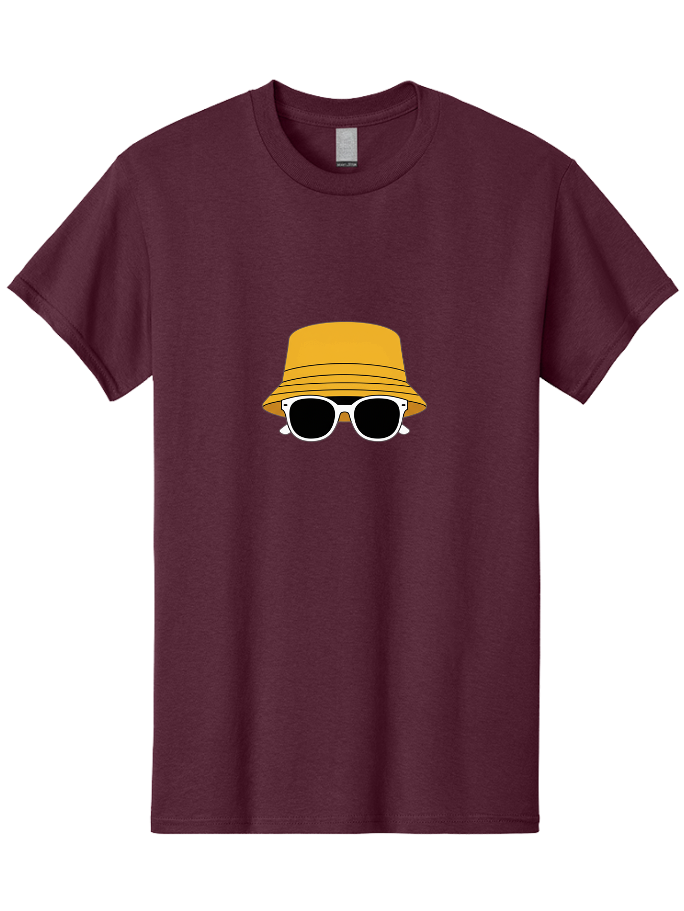 Yellow-Bucket-Hat-And-Sunglasses Men'S Graphic Tee, 100% Cotton, Comfortable Casual Summer Wear, Machine Washable, Cartoon Style, White Sunglasses, Yellow Bucket Hat, Minimalist Design, Fashion Accessory, Trendy Look, Cool Shades, Summer Vibe Bad938 15