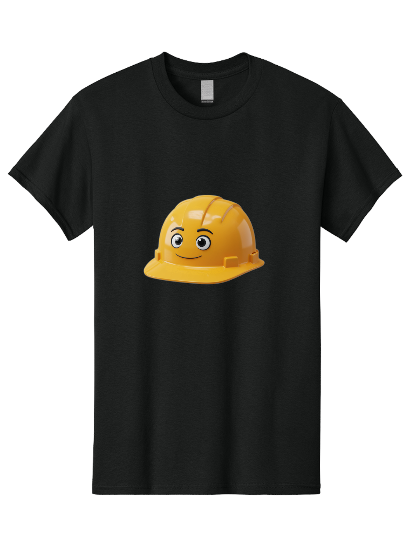 Yellow-Hard-Hat-1 Men'S Graphic Tee, 100% Cotton, Comfortable Casual Summer Wear, Machine Washable, Construction Hard Hat, Safety Helmet, Cartoon Character, Smiling Face, Yellow Plastic, Construction Worker, Protective Gear, Industrial Safety Bad940 3