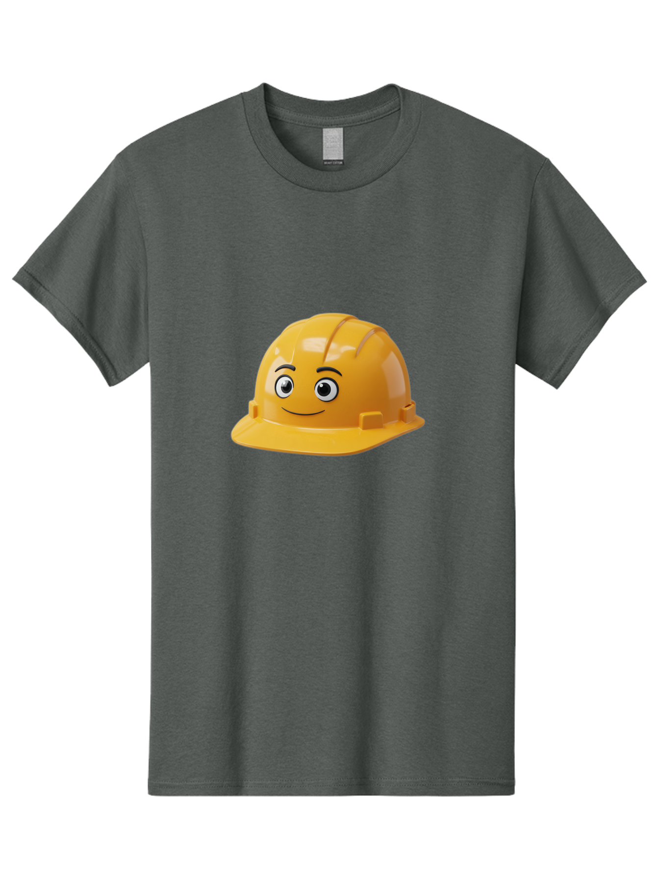 Yellow-Hard-Hat-1 Men'S Graphic Tee, 100% Cotton, Comfortable Casual Summer Wear, Machine Washable, Construction Hard Hat, Safety Helmet, Cartoon Character, Smiling Face, Yellow Plastic, Construction Worker, Protective Gear, Industrial Safety Bad940 14
