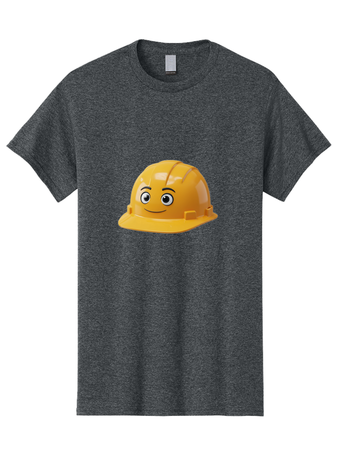 Yellow-Hard-Hat-1 Men'S Graphic Tee, 100% Cotton, Comfortable Casual Summer Wear, Machine Washable, Construction Hard Hat, Safety Helmet, Cartoon Character, Smiling Face, Yellow Plastic, Construction Worker, Protective Gear, Industrial Safety Bad940 4