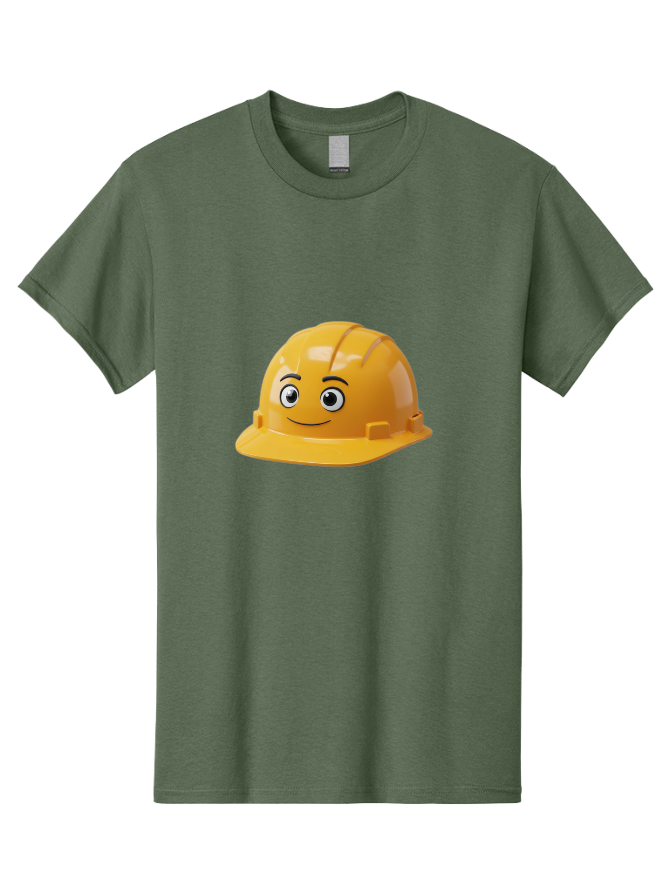 Yellow-Hard-Hat-1 Men'S Graphic Tee, 100% Cotton, Comfortable Casual Summer Wear, Machine Washable, Construction Hard Hat, Safety Helmet, Cartoon Character, Smiling Face, Yellow Plastic, Construction Worker, Protective Gear, Industrial Safety Bad940 5