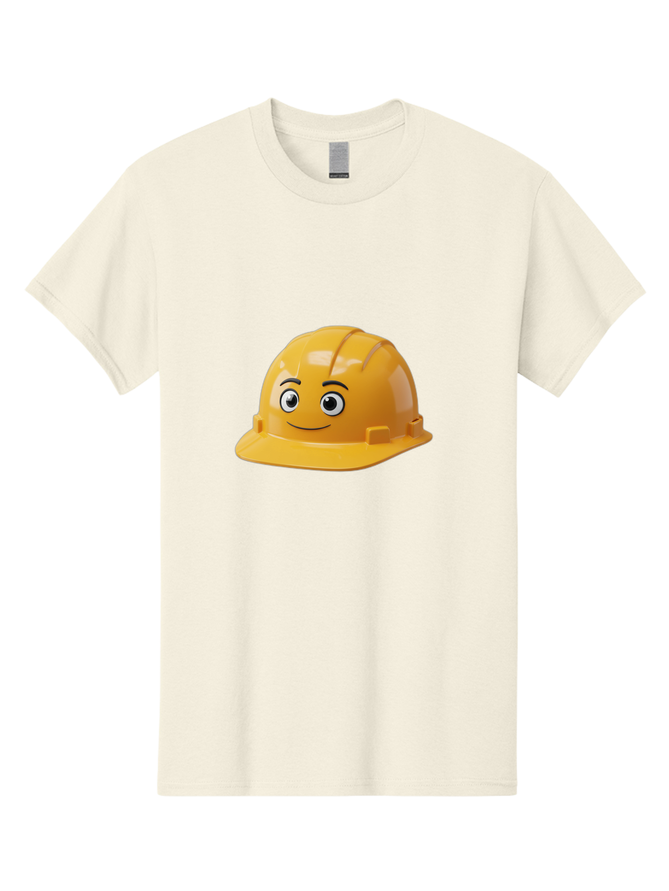 Yellow-Hard-Hat-1 Men'S Graphic Tee, 100% Cotton, Comfortable Casual Summer Wear, Machine Washable, Construction Hard Hat, Safety Helmet, Cartoon Character, Smiling Face, Yellow Plastic, Construction Worker, Protective Gear, Industrial Safety Bad940 6