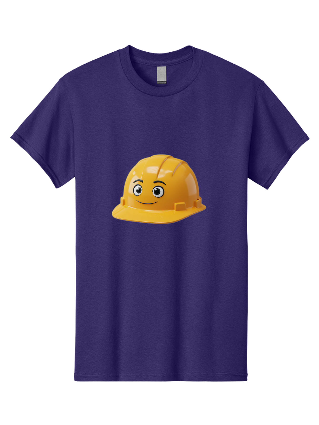 Yellow-Hard-Hat-1 Men'S Graphic Tee, 100% Cotton, Comfortable Casual Summer Wear, Machine Washable, Construction Hard Hat, Safety Helmet, Cartoon Character, Smiling Face, Yellow Plastic, Construction Worker, Protective Gear, Industrial Safety Bad940 15