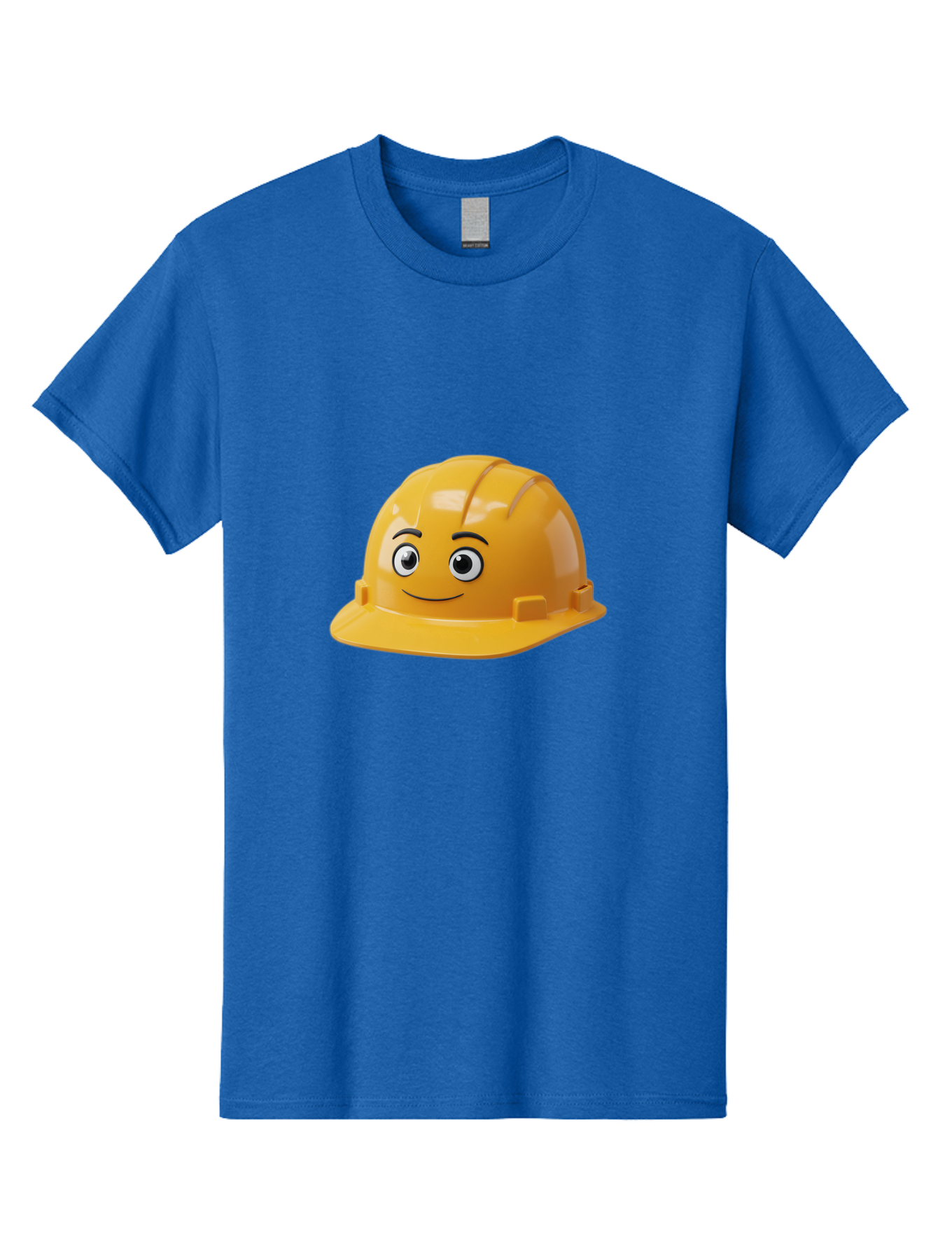 Yellow-Hard-Hat-1 Men'S Graphic Tee, 100% Cotton, Comfortable Casual Summer Wear, Machine Washable, Construction Hard Hat, Safety Helmet, Cartoon Character, Smiling Face, Yellow Plastic, Construction Worker, Protective Gear, Industrial Safety Bad940 11