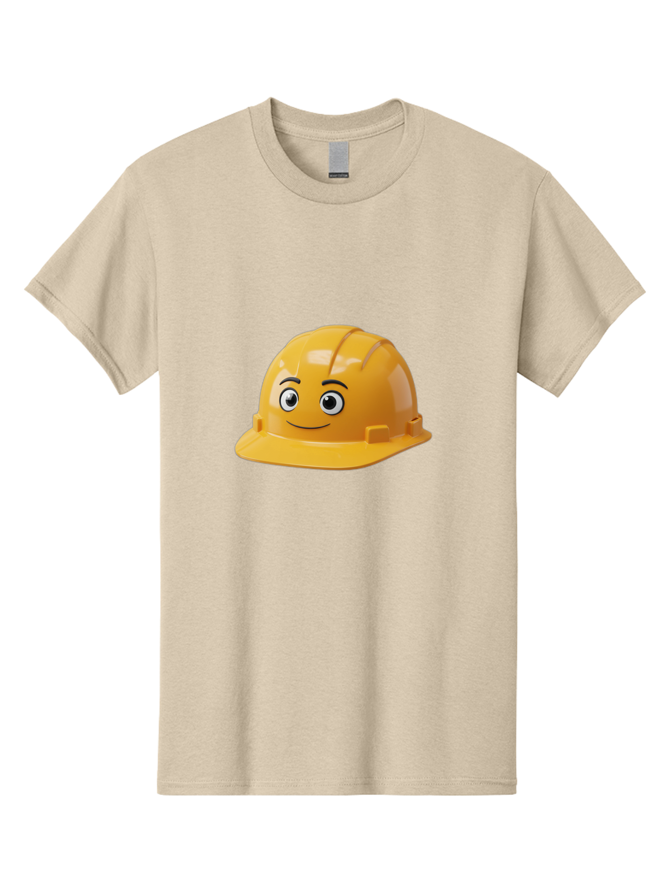 Yellow-Hard-Hat-1 Men'S Graphic Tee, 100% Cotton, Comfortable Casual Summer Wear, Machine Washable, Construction Hard Hat, Safety Helmet, Cartoon Character, Smiling Face, Yellow Plastic, Construction Worker, Protective Gear, Industrial Safety Bad940 9