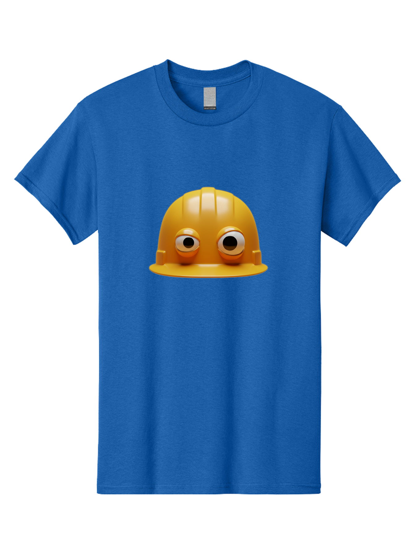 Yellow-Hardhat Men'S Graphic Tee, 100% Cotton, Comfortable Casual Summer Wear, Machine Washable, Safety Hardhat, Yellow Helmet, Funny Construction Hat, Cartoon Character, Comedic Element, Construction Worker Symbol, Quirky Illustration, Bad944 1