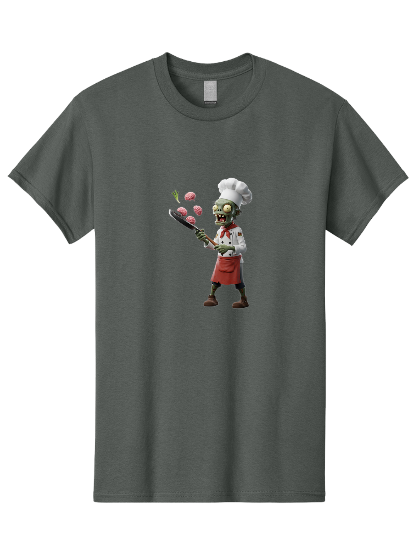 Zombie-Chef Men'S Graphic Tee, 100% Cotton, Comfortable Casual Summer Wear, Machine Washable, Zombie Chef Cooking Brains, Undead Culinary Delights, Spooky Kitchen Scene, Brain Cuisine, Horror Cooking, Creepy Chef, Zombie Cooking Show Bad948 5