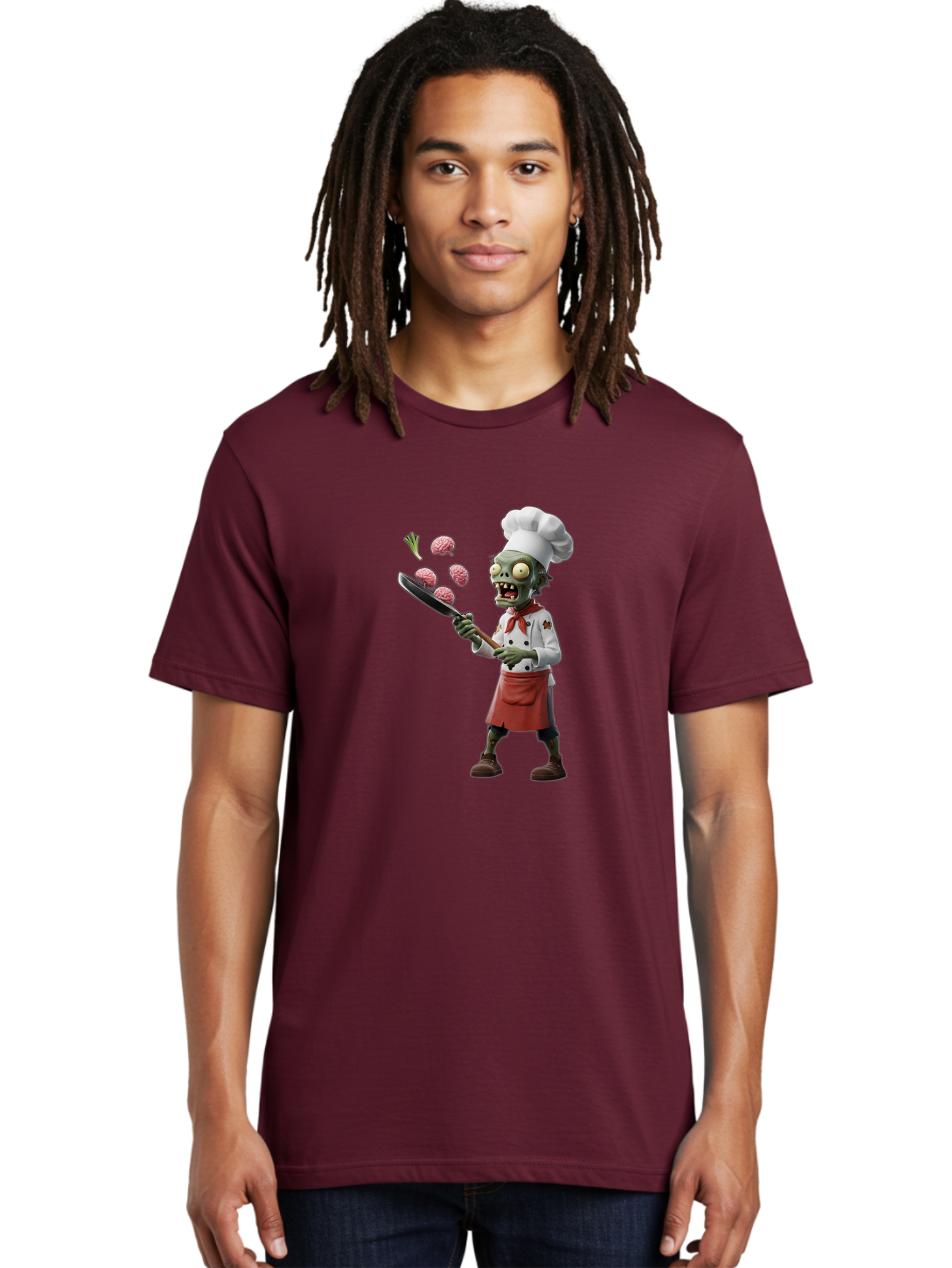 Zombie-Chef Men'S Graphic Tee, 100% Cotton, Comfortable Casual Summer Wear, Machine Washable, Zombie Chef Cooking Brains, Undead Culinary Delights, Spooky Kitchen Scene, Brain Cuisine, Horror Cooking, Creepy Chef, Zombie Cooking Show Bad948 27