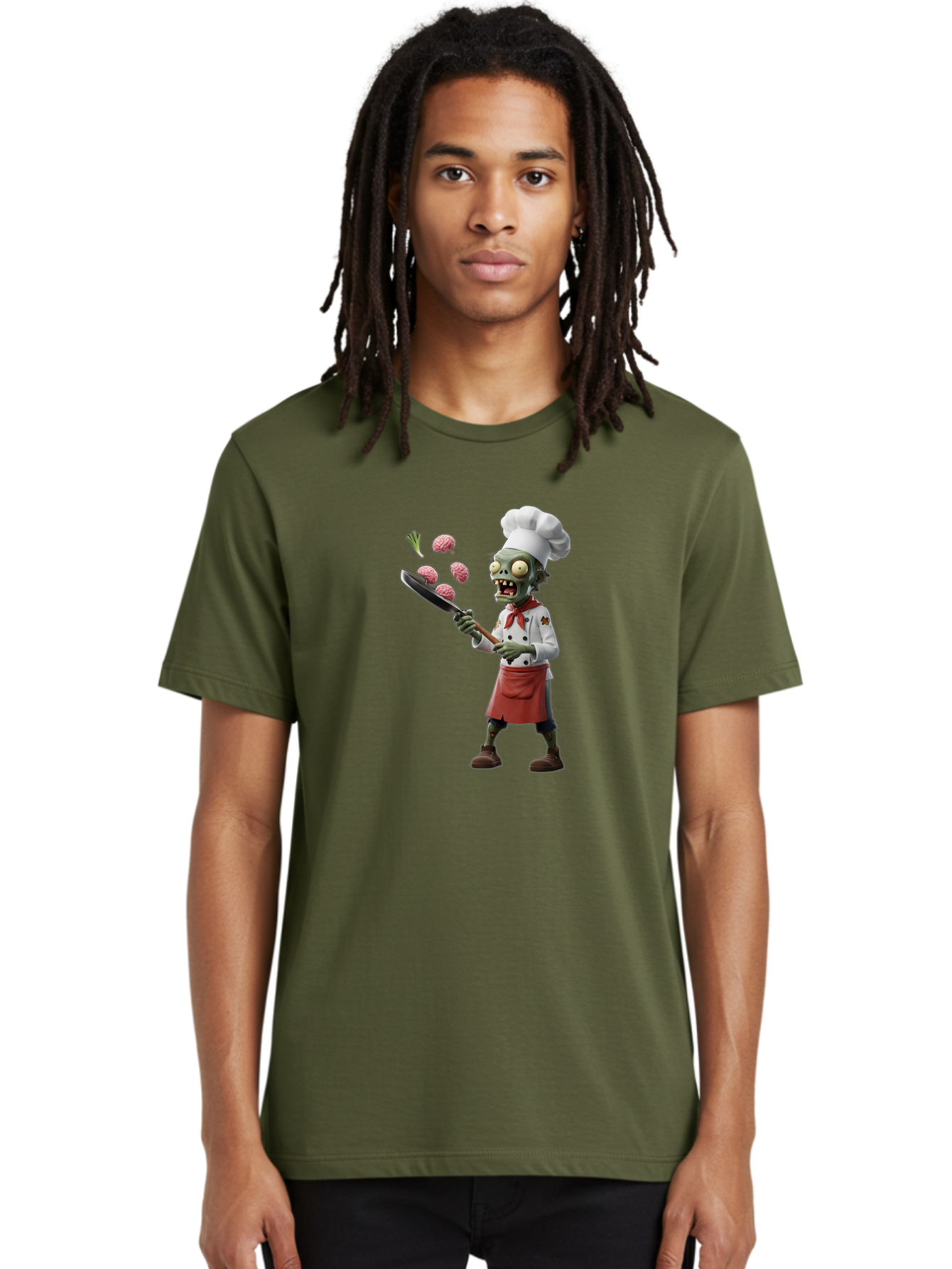 Zombie-Chef Men'S Graphic Tee, 100% Cotton, Comfortable Casual Summer Wear, Machine Washable, Zombie Chef Cooking Brains, Undead Culinary Delights, Spooky Kitchen Scene, Brain Cuisine, Horror Cooking, Creepy Chef, Zombie Cooking Show Bad948 29