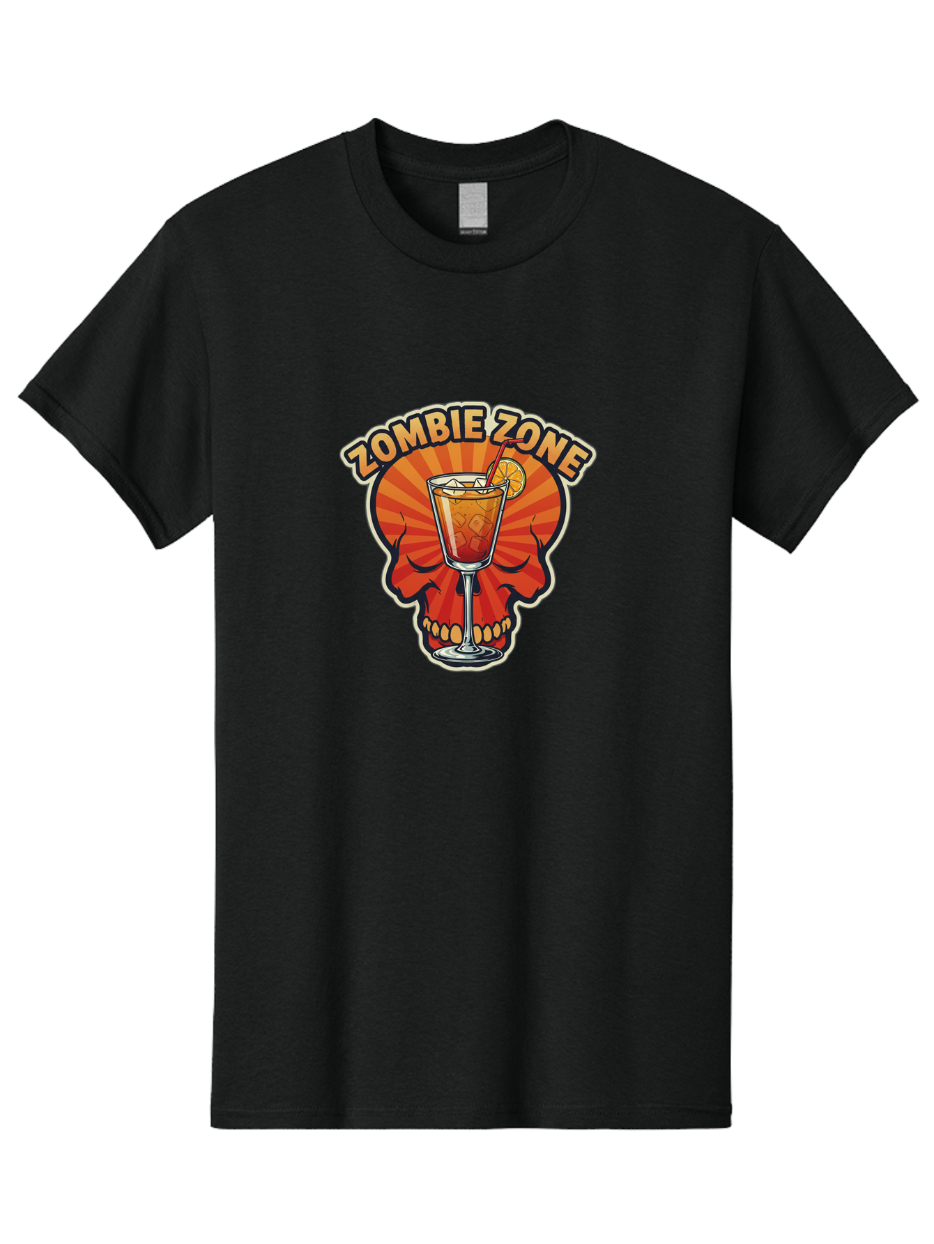 Zombie-Zone Men'S Graphic Tee, 100% Cotton, Comfortable Casual Summer Wear, Machine Washable, Zombie Zone Cocktail, Orange And Red Skull, Tiki Drink, Zombie-Themed Bar, Cocktail Party, Summer Vibes, Orange Drink, Horror-Themed Drinks Bad949 14