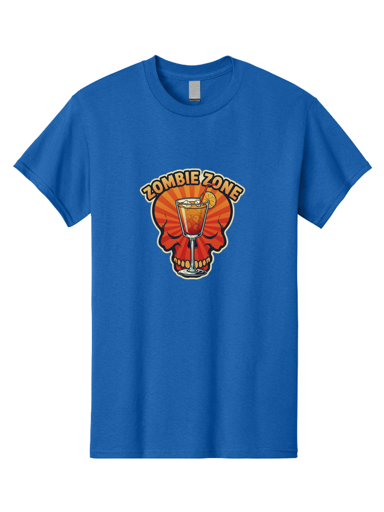 Zombie-Zone Men'S Graphic Tee, 100% Cotton, Comfortable Casual Summer Wear, Machine Washable, Zombie Zone Cocktail, Orange And Red Skull, Tiki Drink, Zombie-Themed Bar, Cocktail Party, Summer Vibes, Orange Drink, Horror-Themed Drinks Bad949 12