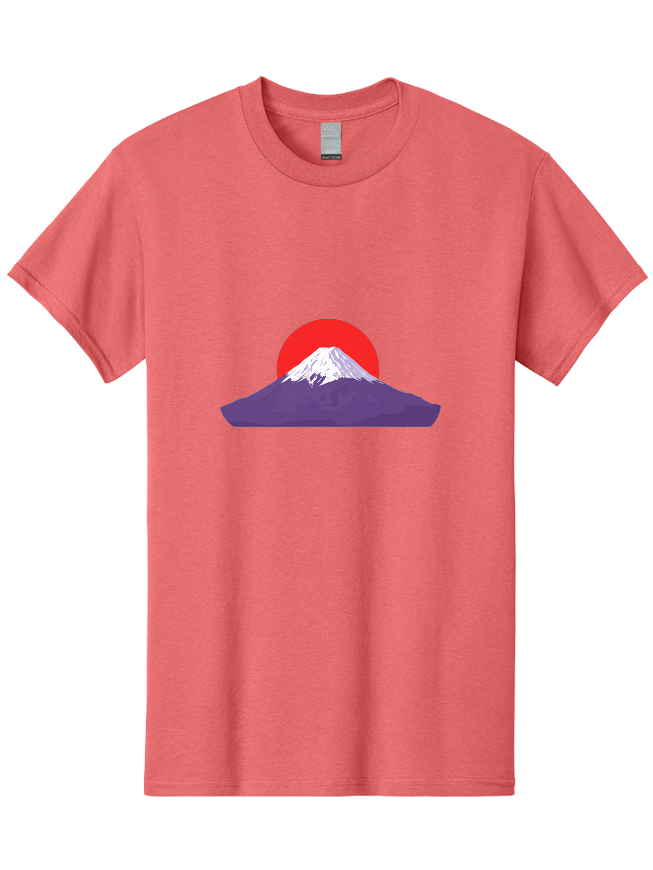 Fuji Men'S Graphic Tee, 100% Cotton, Comfortable Casual Summer Wear, Machine Washable, Mount Fuji Landscape, Red Sun, White Snow, Purple Mountain, Japan Scenery, Minimalist Art, Simple Shapes, Iconic Landmark, Serene Atmosphere, Bad952 4