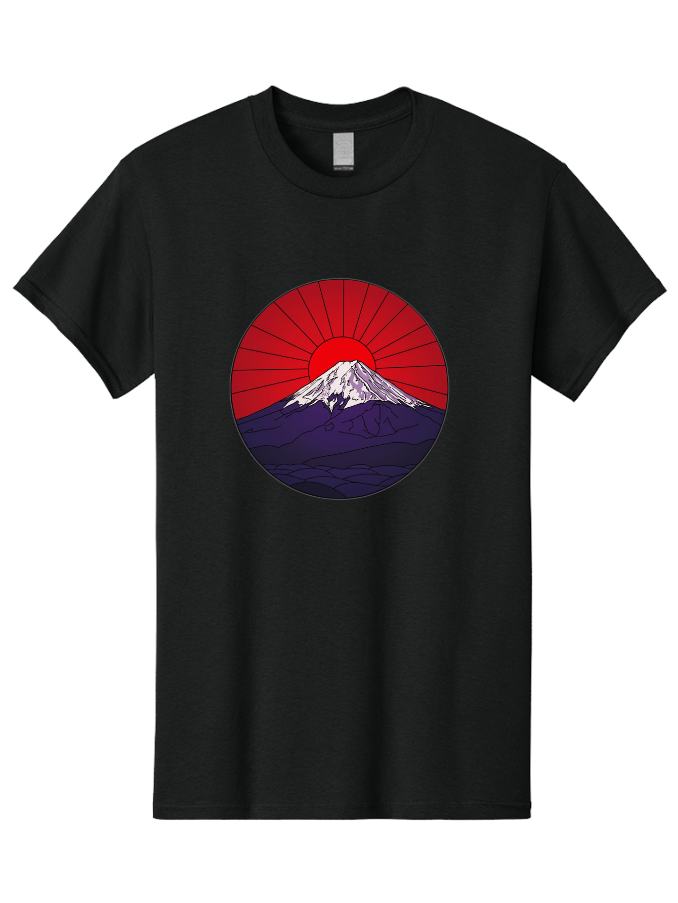 Fujisan Men'S Graphic Tee, 100% Cotton, Comfortable Casual Summer Wear, Machine Washable, Mount Fuji Landscape, Red Sunrise, Iconic Mountain, Japan Scenery, Minimalist Art, Sunrise Over Mountains, Snow-Capped Peak Bad953 11