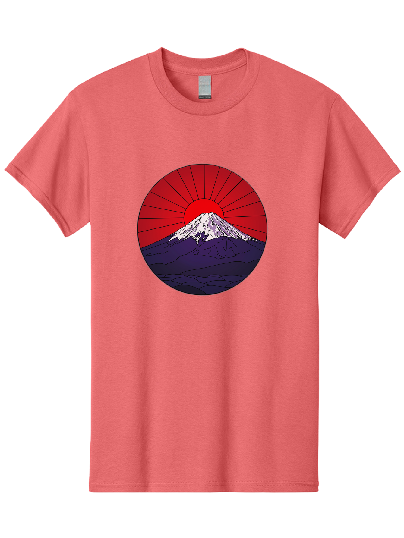 Fujisan Men'S Graphic Tee, 100% Cotton, Comfortable Casual Summer Wear, Machine Washable, Mount Fuji Landscape, Red Sunrise, Iconic Mountain, Japan Scenery, Minimalist Art, Sunrise Over Mountains, Snow-Capped Peak Bad953 14
